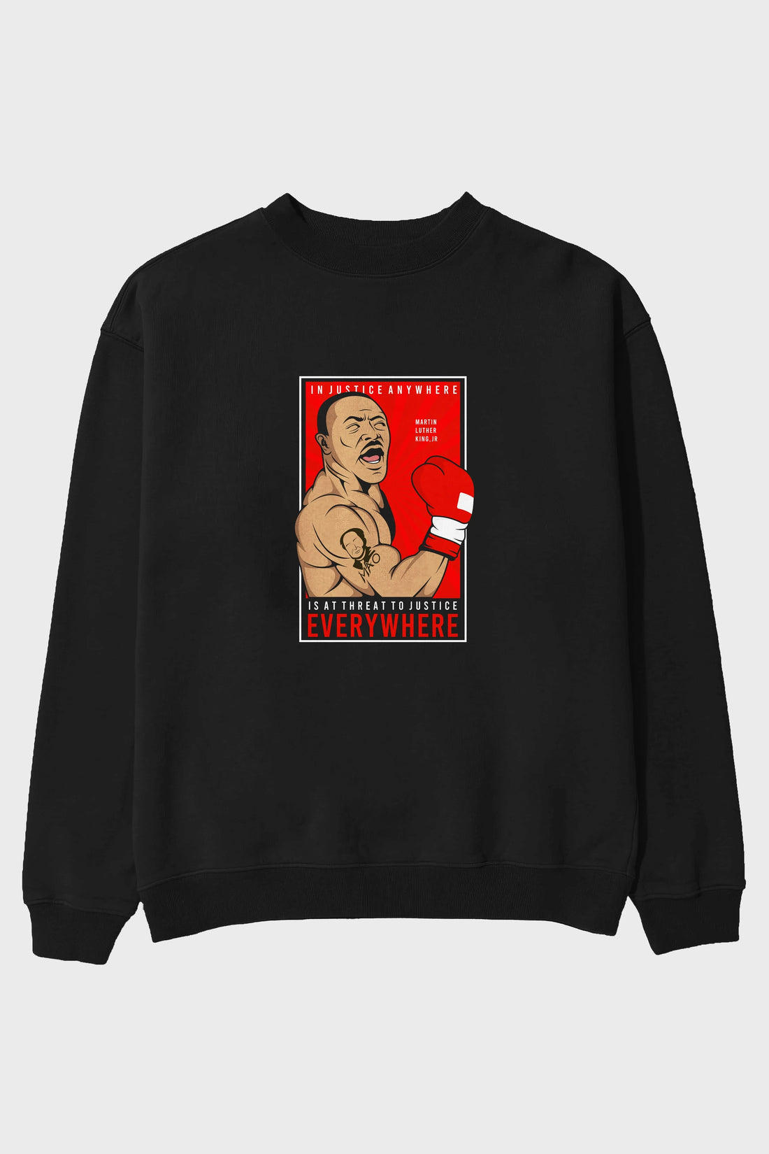 Luther King Boxer Ön Baskılı Oversize Sweatshirt Erkek Kadın Unisex