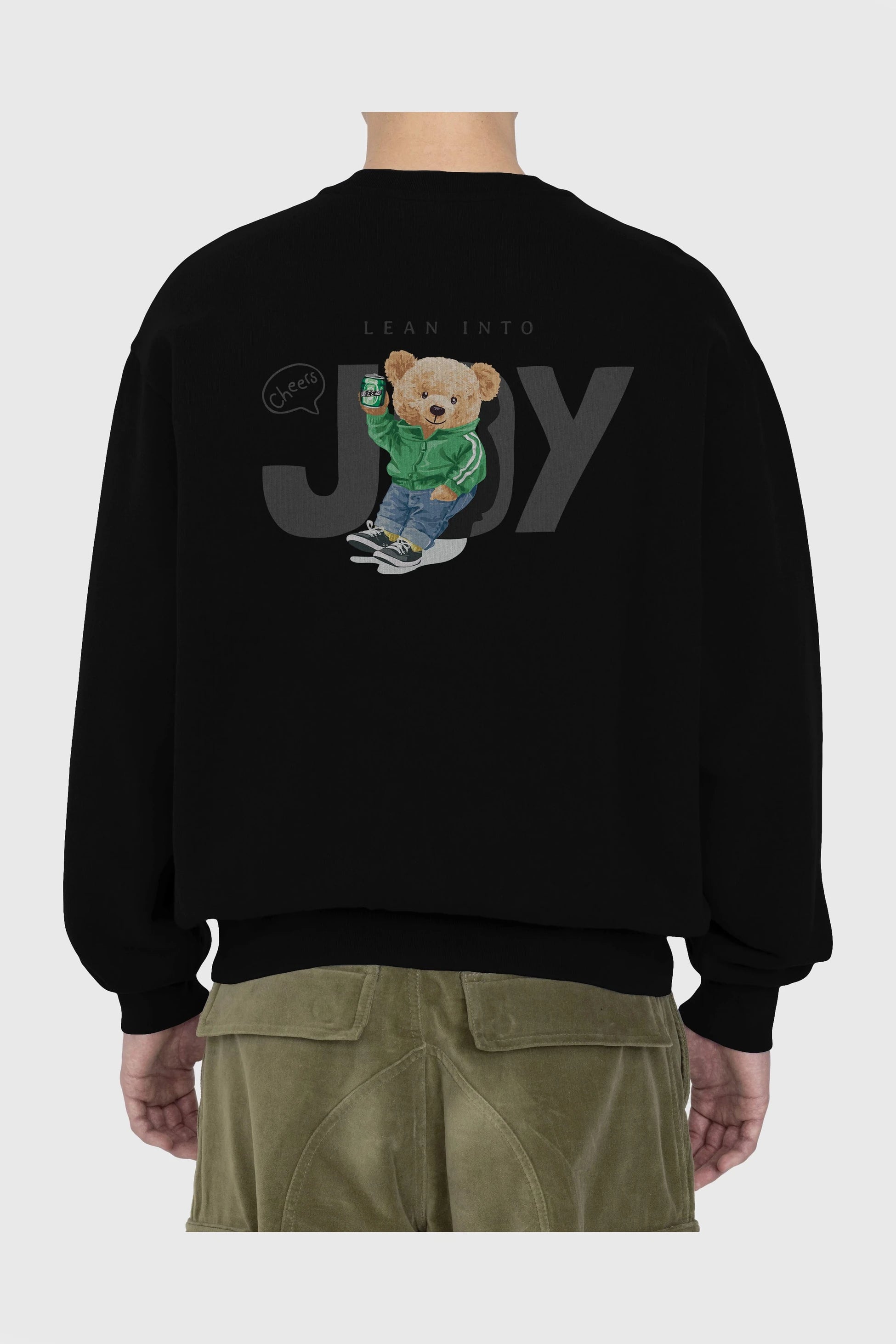 Teddy Bear Joy Arka Baskılı Oversize Sweatshirt Erkek Kadın Unisex