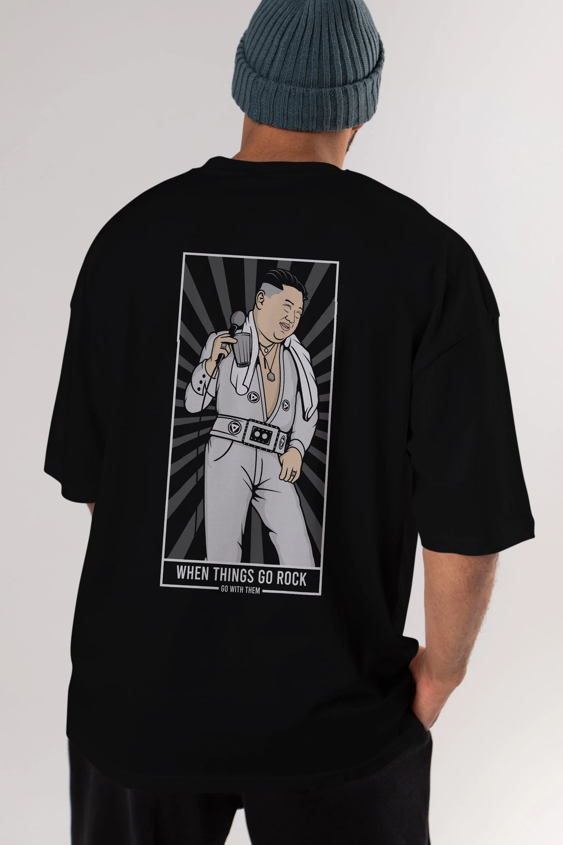 Kim Elvis Arka Baskılı Oversize t-shirt Erkek Kadın Unisex %100 Pamuk tişort