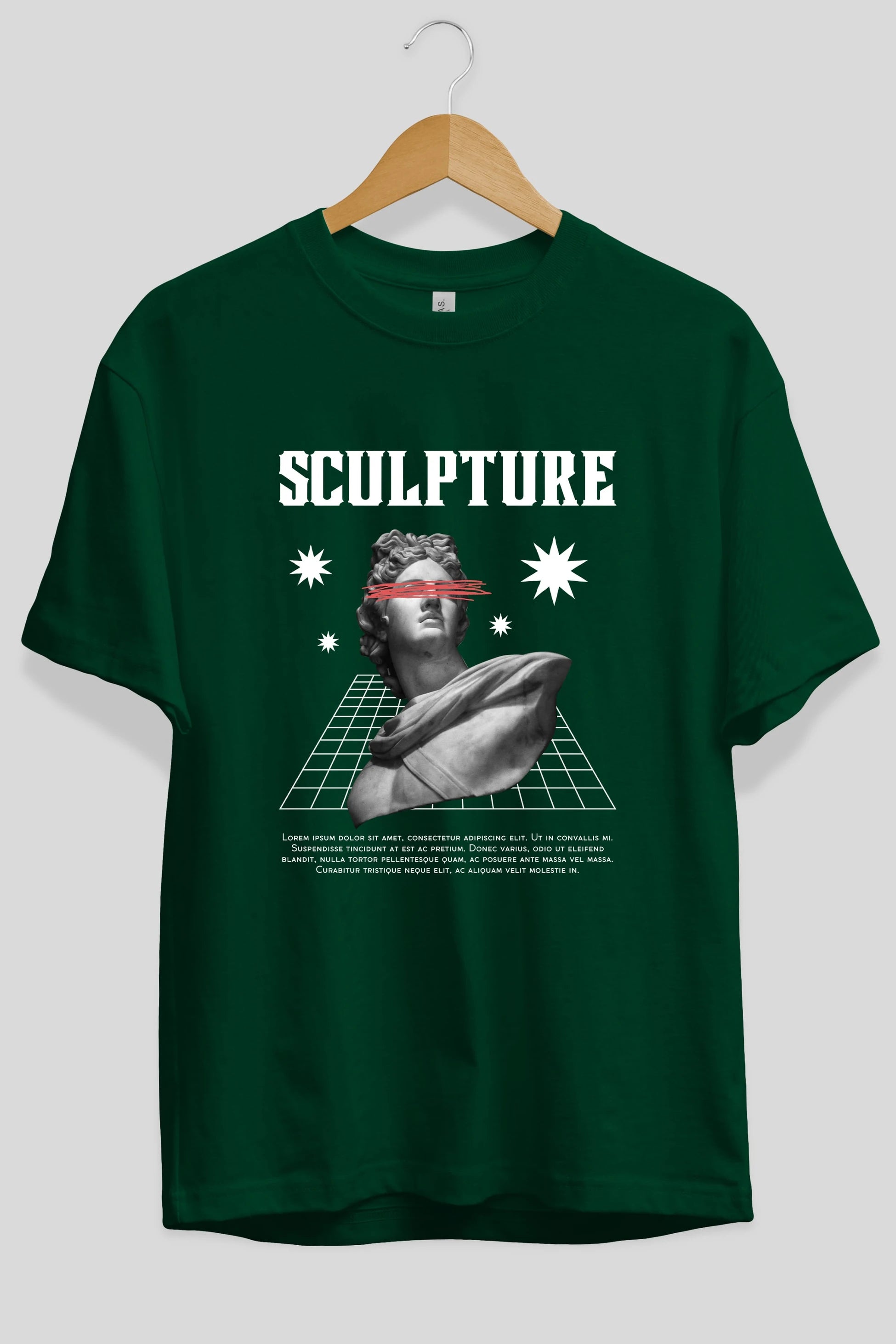 Sculpture Yazılı Ön Baskılı Oversize t-shirt Erkek Kadın Unisex