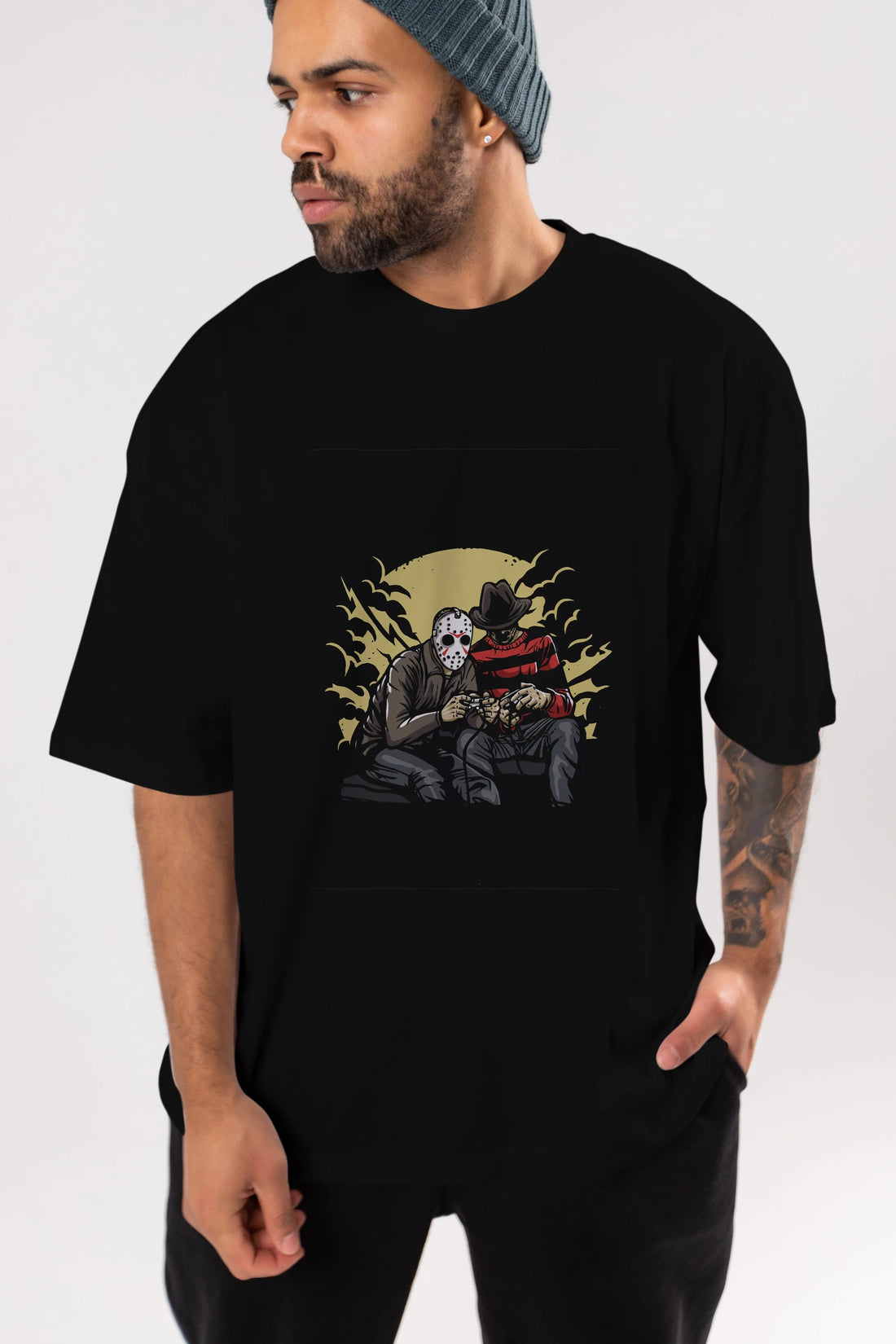 Dark Gamers Ön Baskılı Oversize t-shirt Erkek Kadın Unisex %100 Pamuk tişort