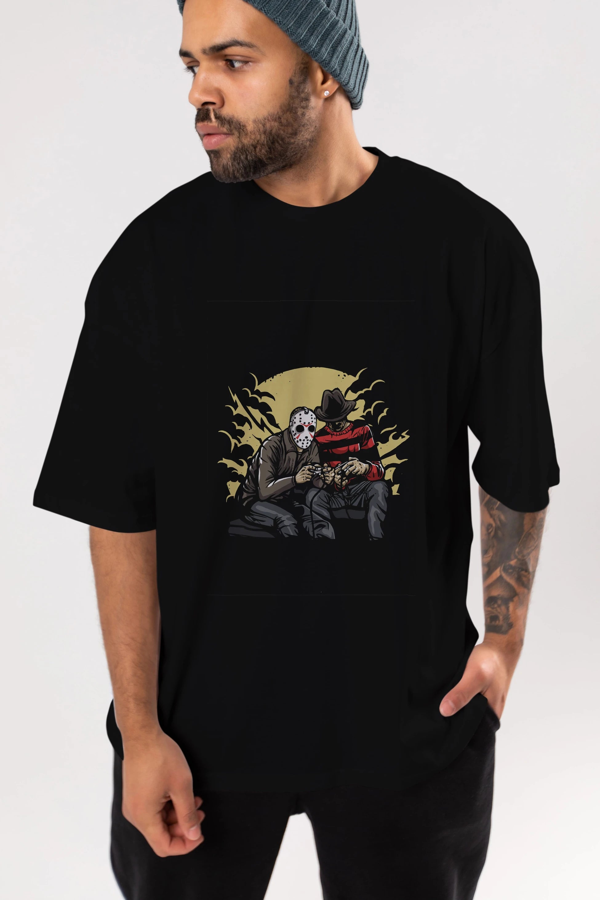 Dark Gamers Ön Baskılı Oversize t-shirt Erkek Kadın Unisex %100 Pamuk tişort