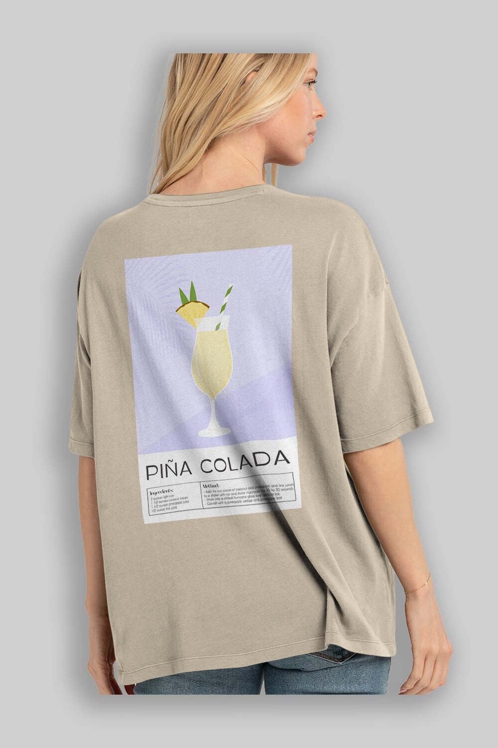 PIna Colada 6 Arka Baskılı Oversize t-shirt Erkek Kadın Unisex %100 Pamuk Bisiklet Yaka tişort