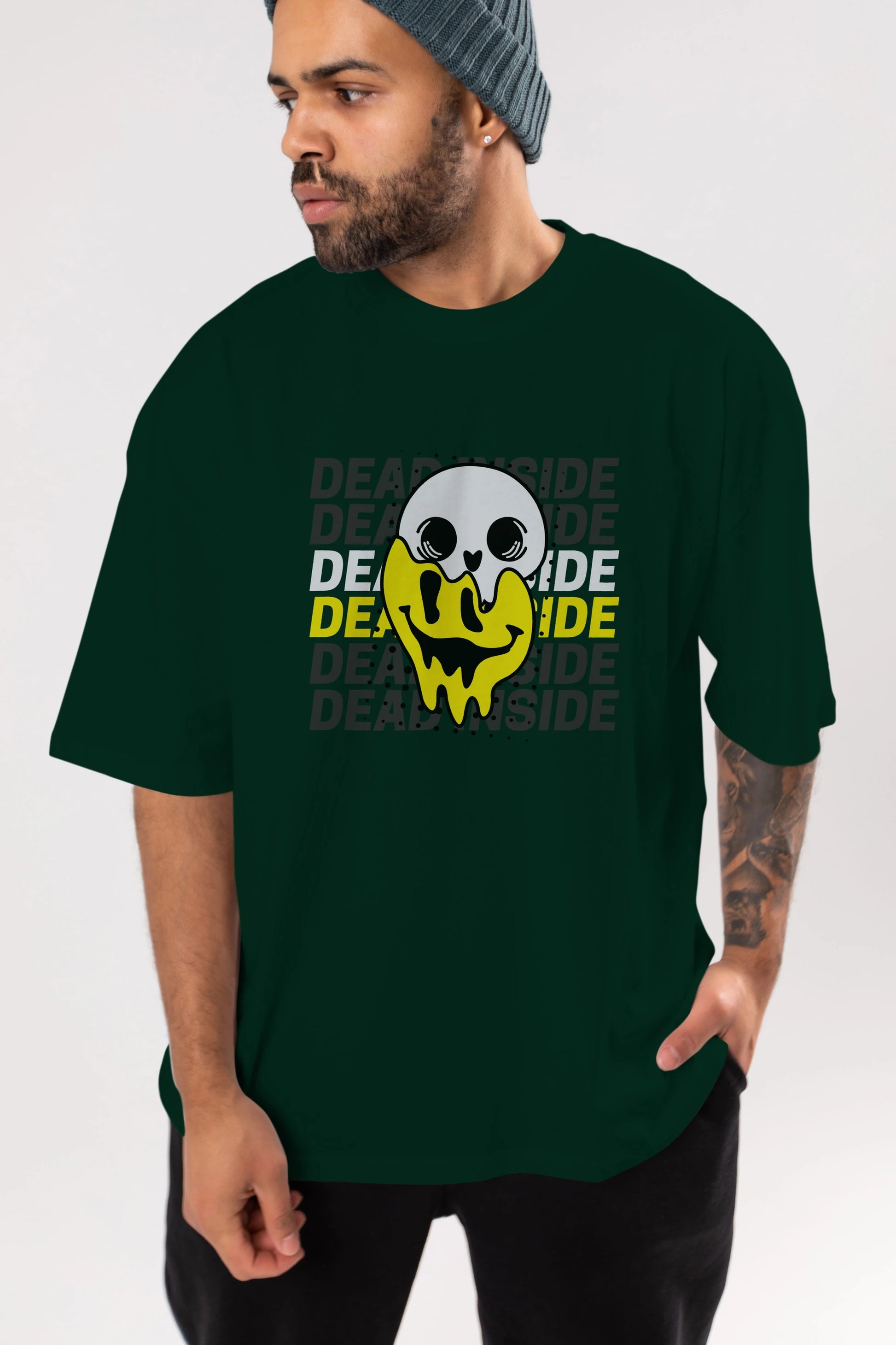 Dead Inside Yazılı Ön Baskılı Oversize t-shirt Erkek Kadın Unisex