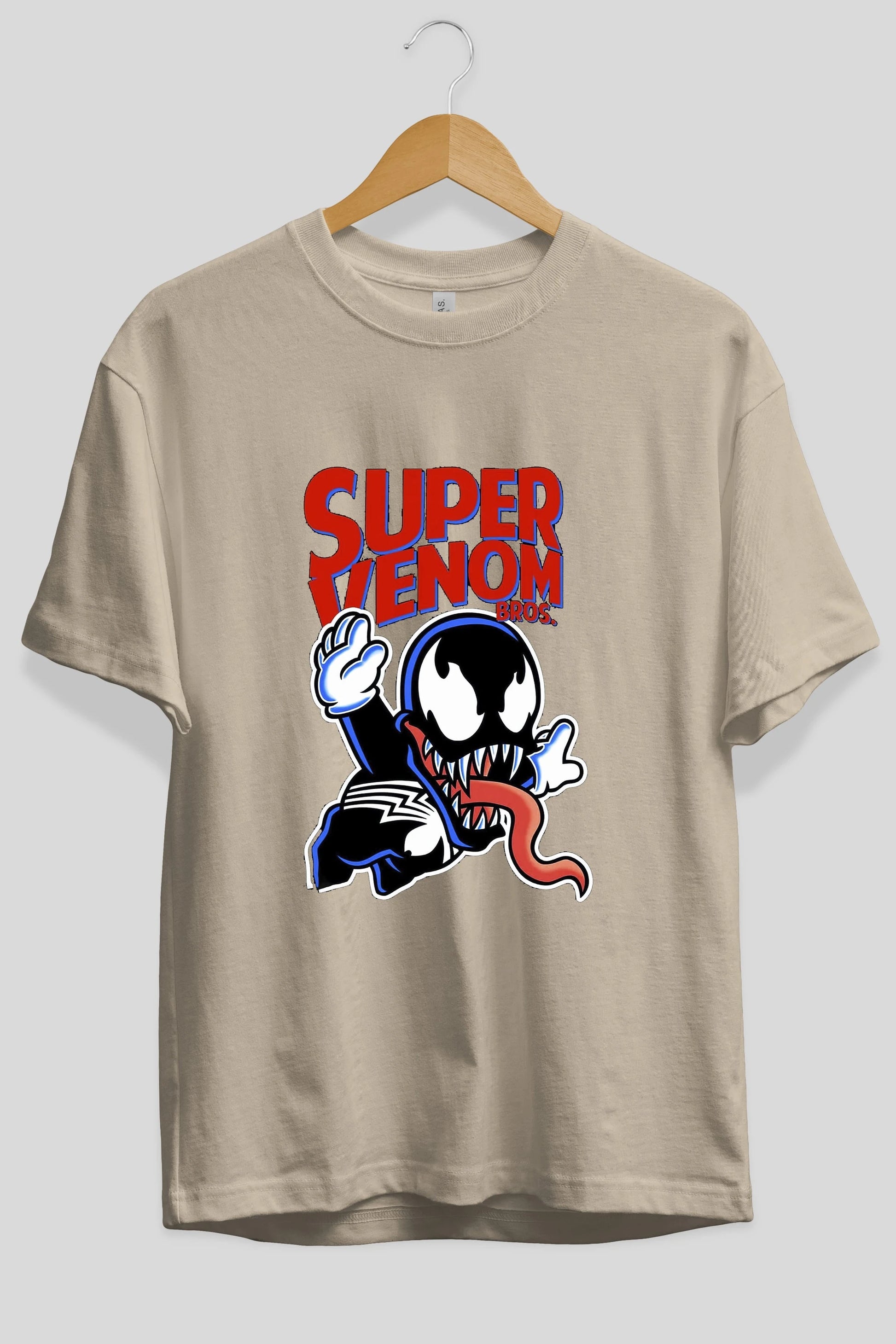 Super Venom Ön Baskılı Oversize t-shirt Erkek Kadın Unisex %100 Pamuk Bisiklet Yaka tişort
