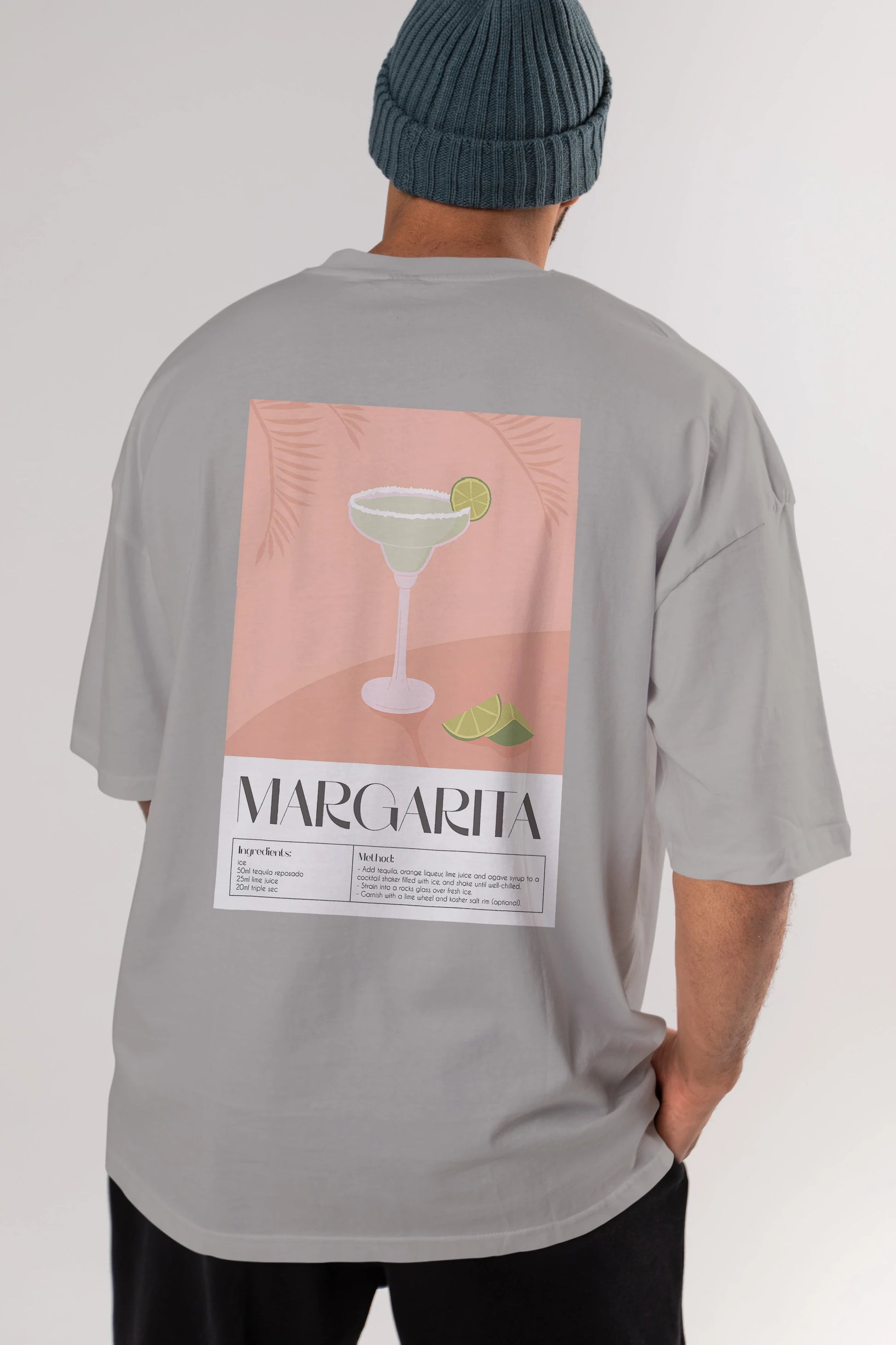 Margarita 5 Arka Baskılı Oversize t-shirt Erkek Kadın Unisex %100 Pamuk Bisiklet Yaka tişort