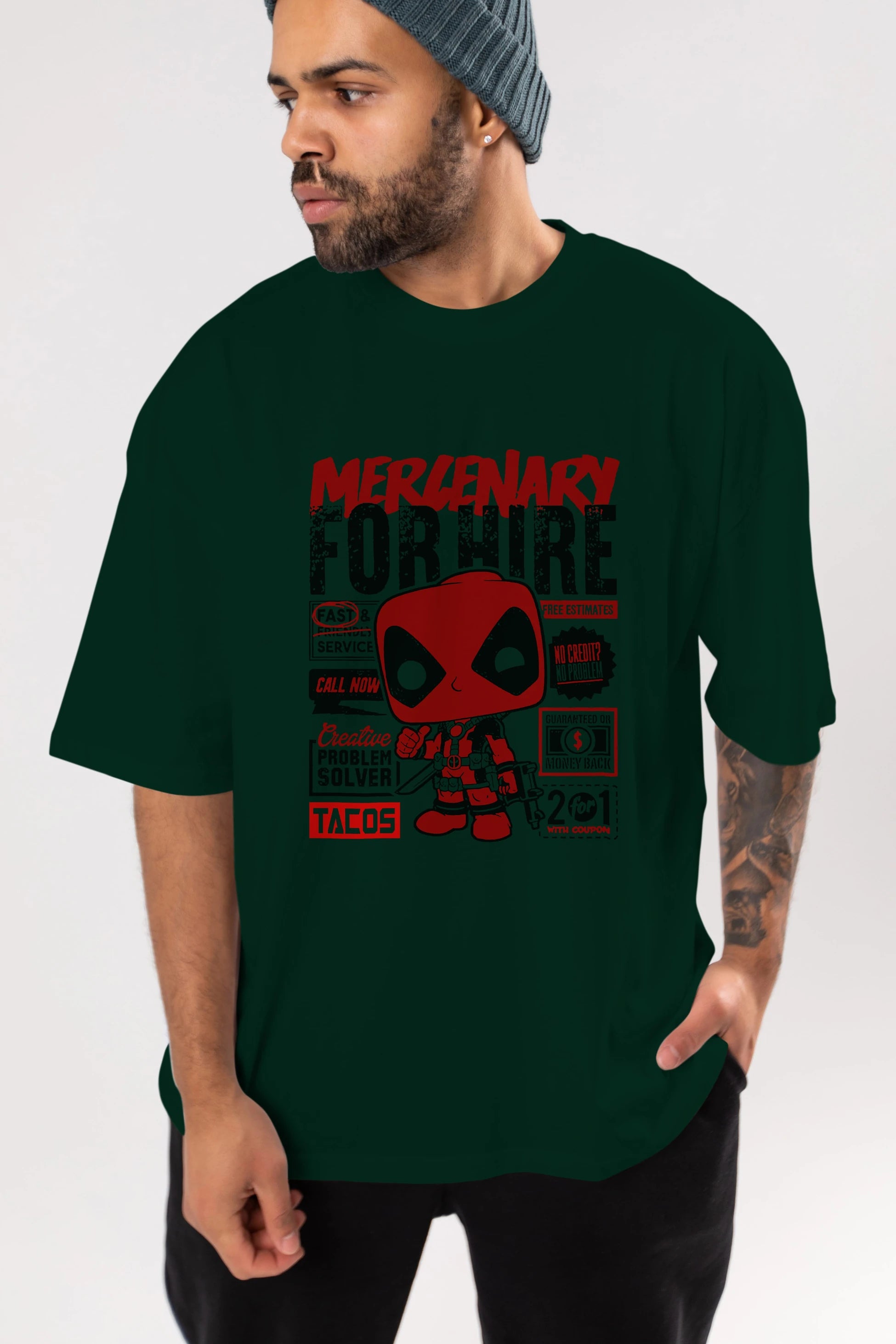 Deadpool (18) Ön Baskılı Oversize t-shirt Erkek Kadın Unisex %100 Pamuk Bisiklet Yaka tişort