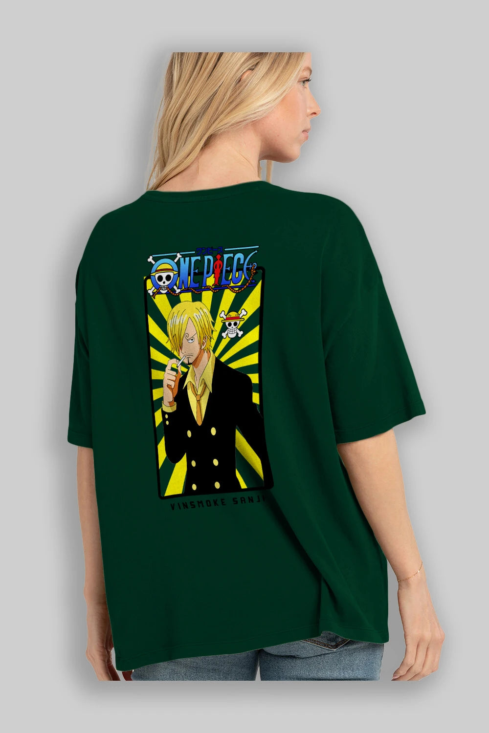 Sanji 4 Anime Arka Baskılı Oversize t-shirt Erkek Kadın Unisex %100 pamuk tişort