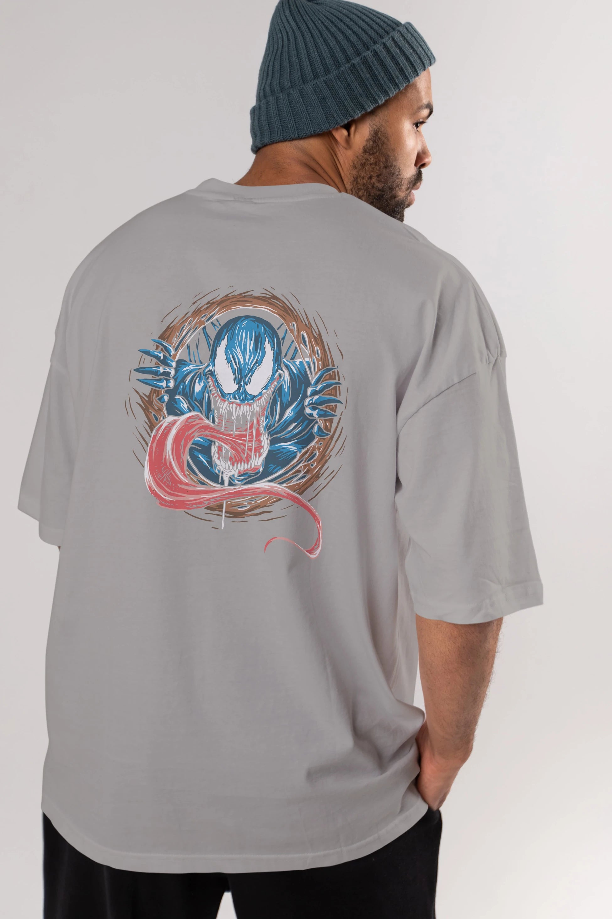 Venom (7) Arka Baskılı Oversize t-shirt Erkek Kadın Unisex %100 Pamuk Bisiklet Yaka tişort