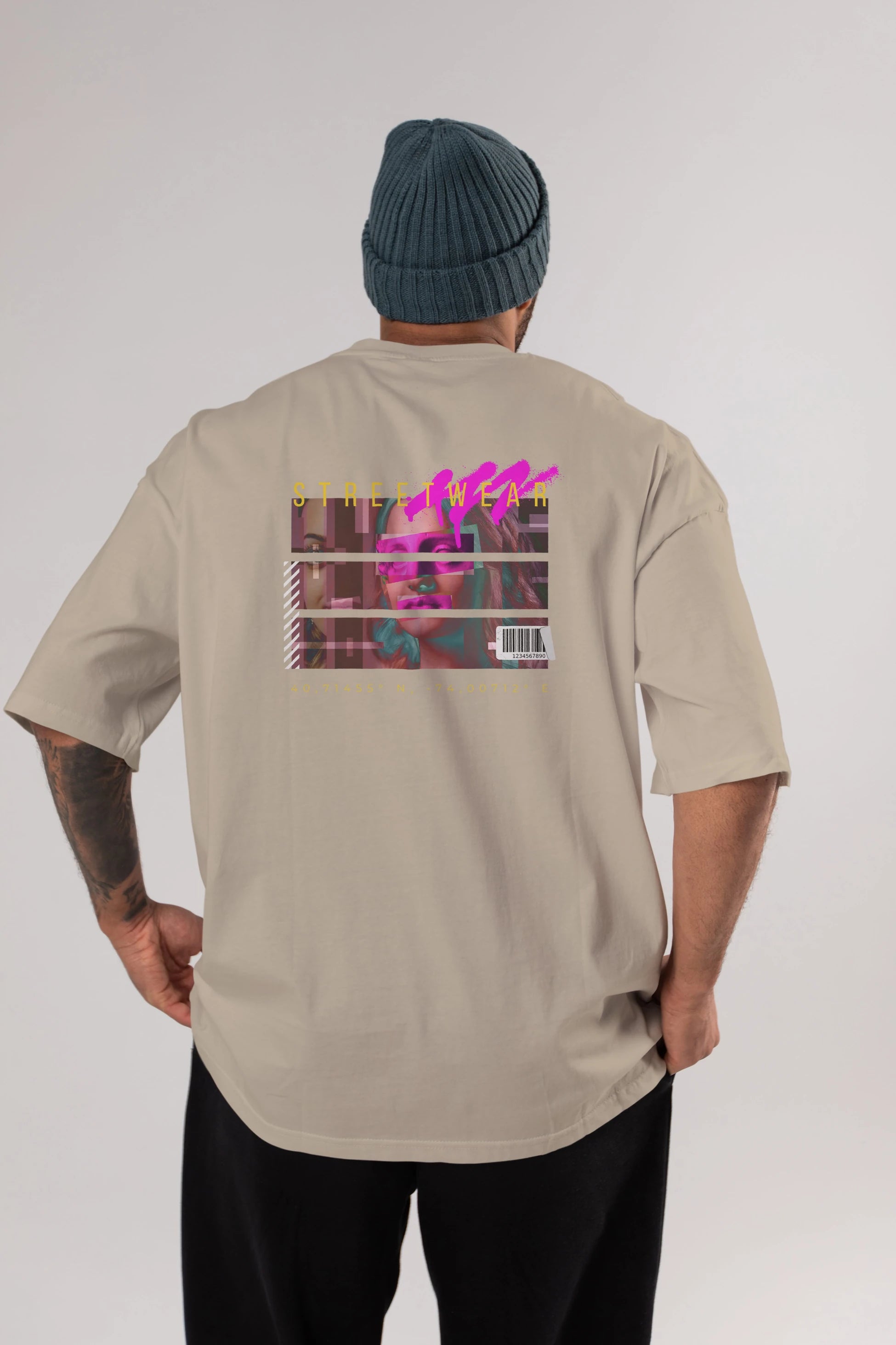 Futuristic Streetwear 2 Arka Baskılı Oversize t-shirt Erkek Kadın Unisex