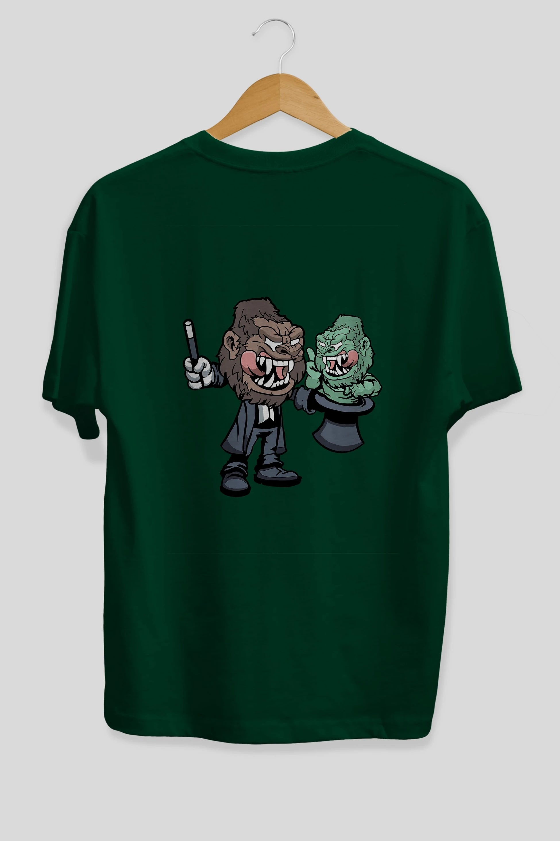 Gorilla Magician Arka Baskılı Oversize t-shirt Erkek Kadın Unisex %100 Pamuk tişort
