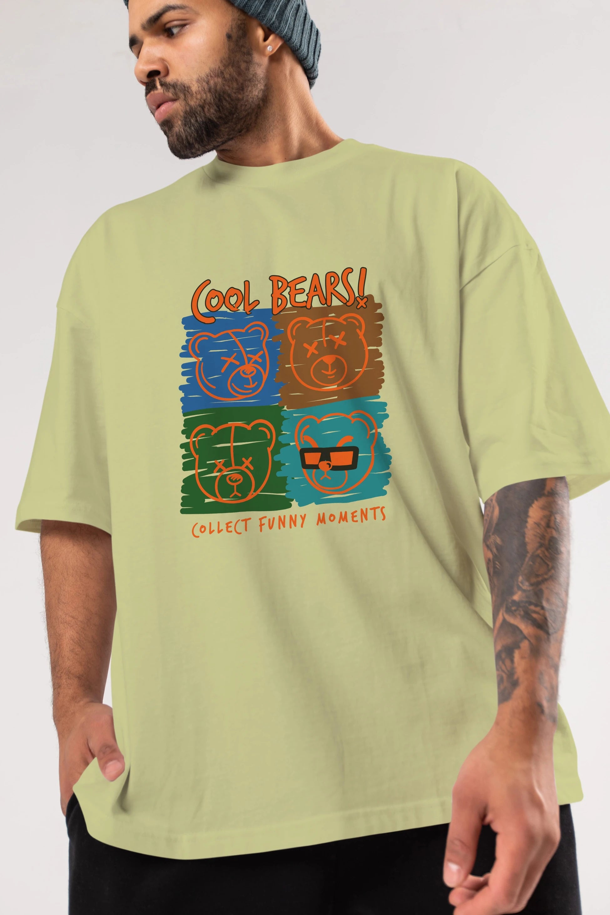 Cool Bears Ön Baskılı Oversize t-shirt Erkek Kadın Unisex