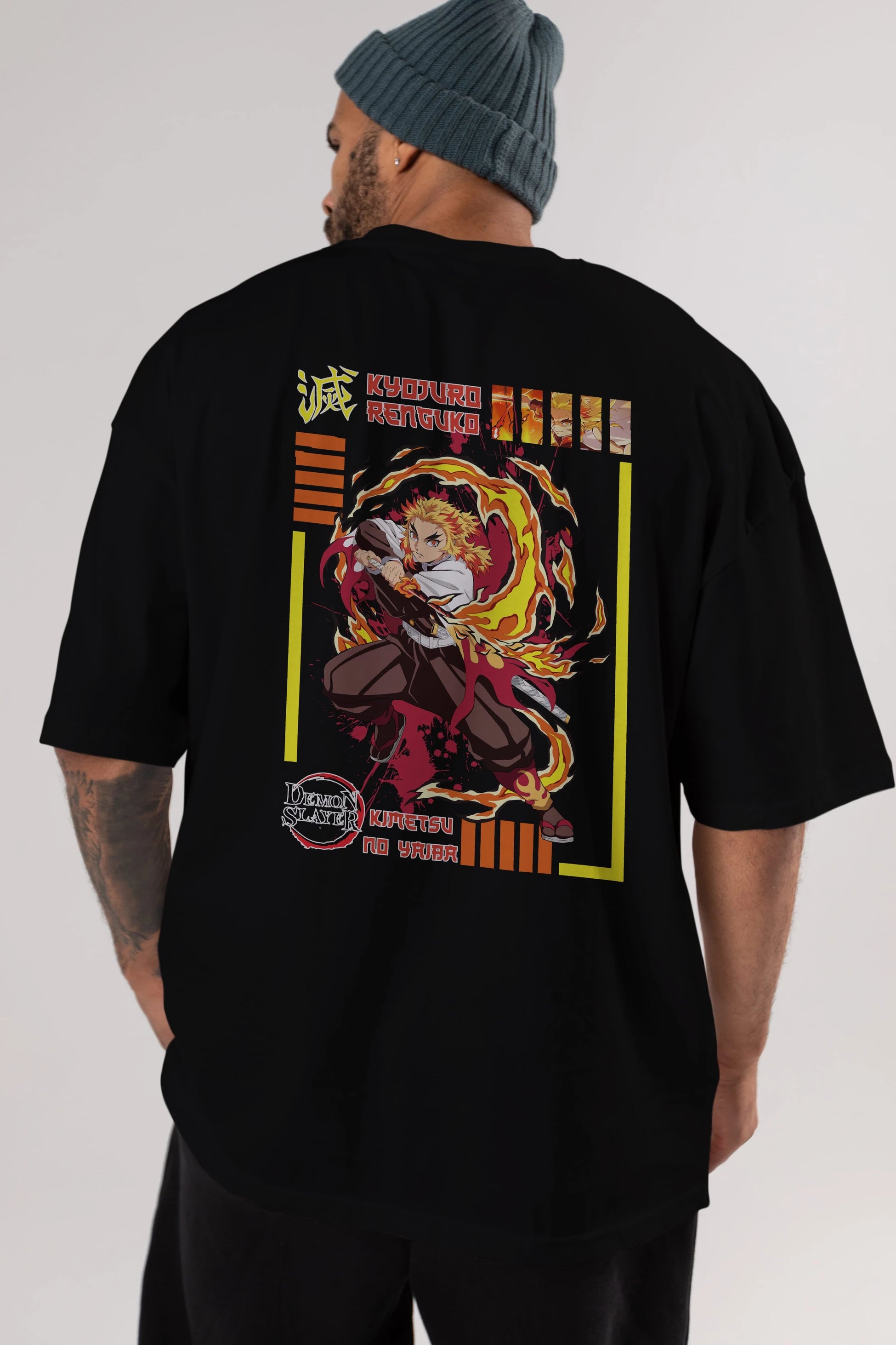 KYOJURO RENGOKU Anime Arka Baskılı Oversize t-shirt Erkek Kadın Unisex