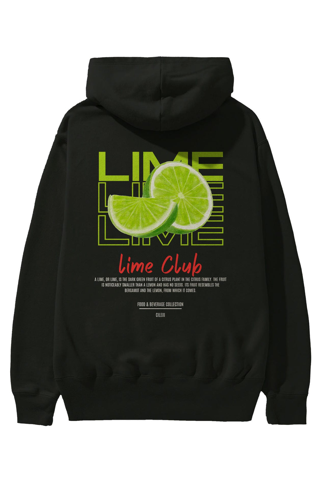 Lime Kokteyl Arka Baskılı Hoodie Oversize Kapüşonlu Sweatshirt Erkek Kadın