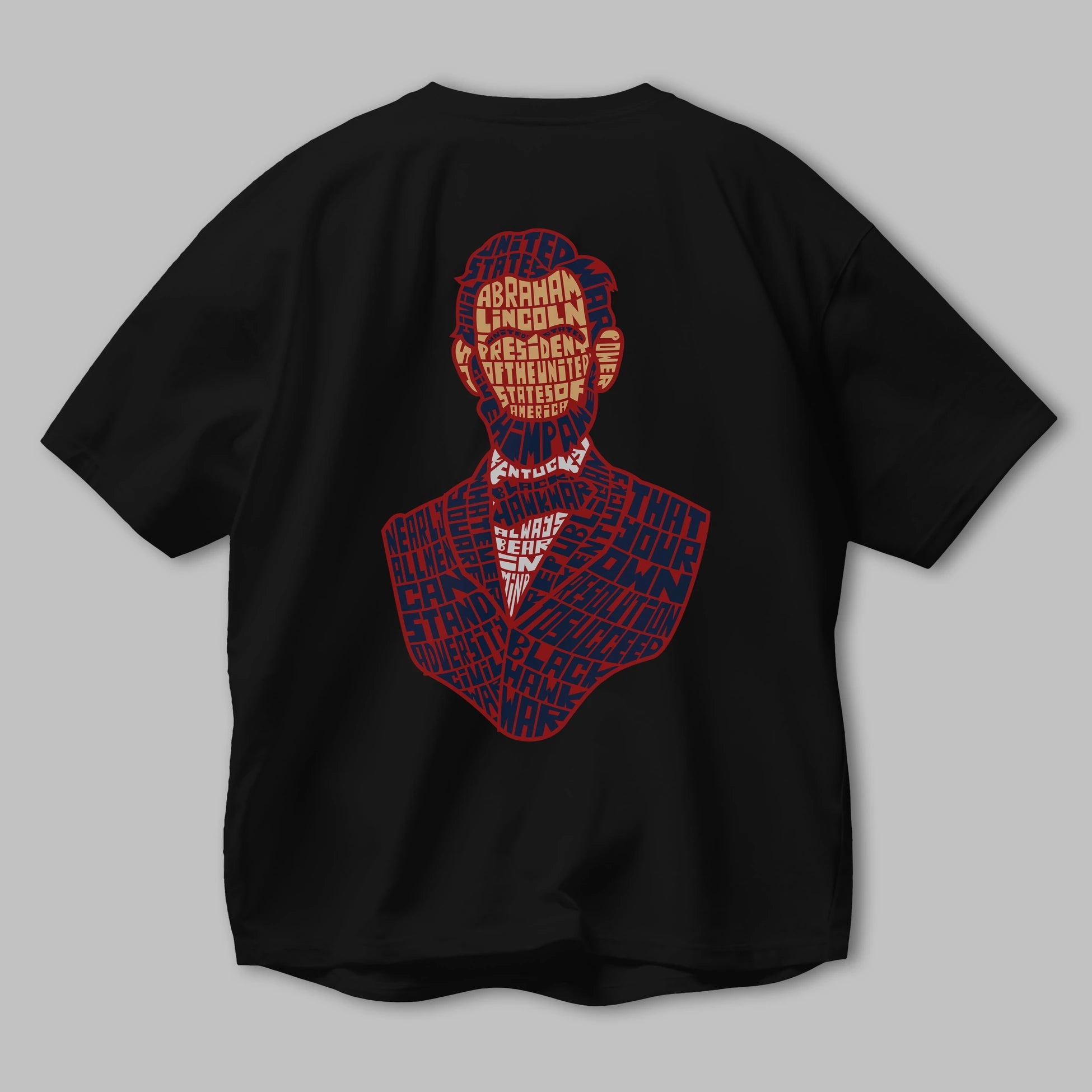 Abraham Lincoln Arka Baskılı Oversize t-shirt %100 pamuk Erkek Kadın Unisex