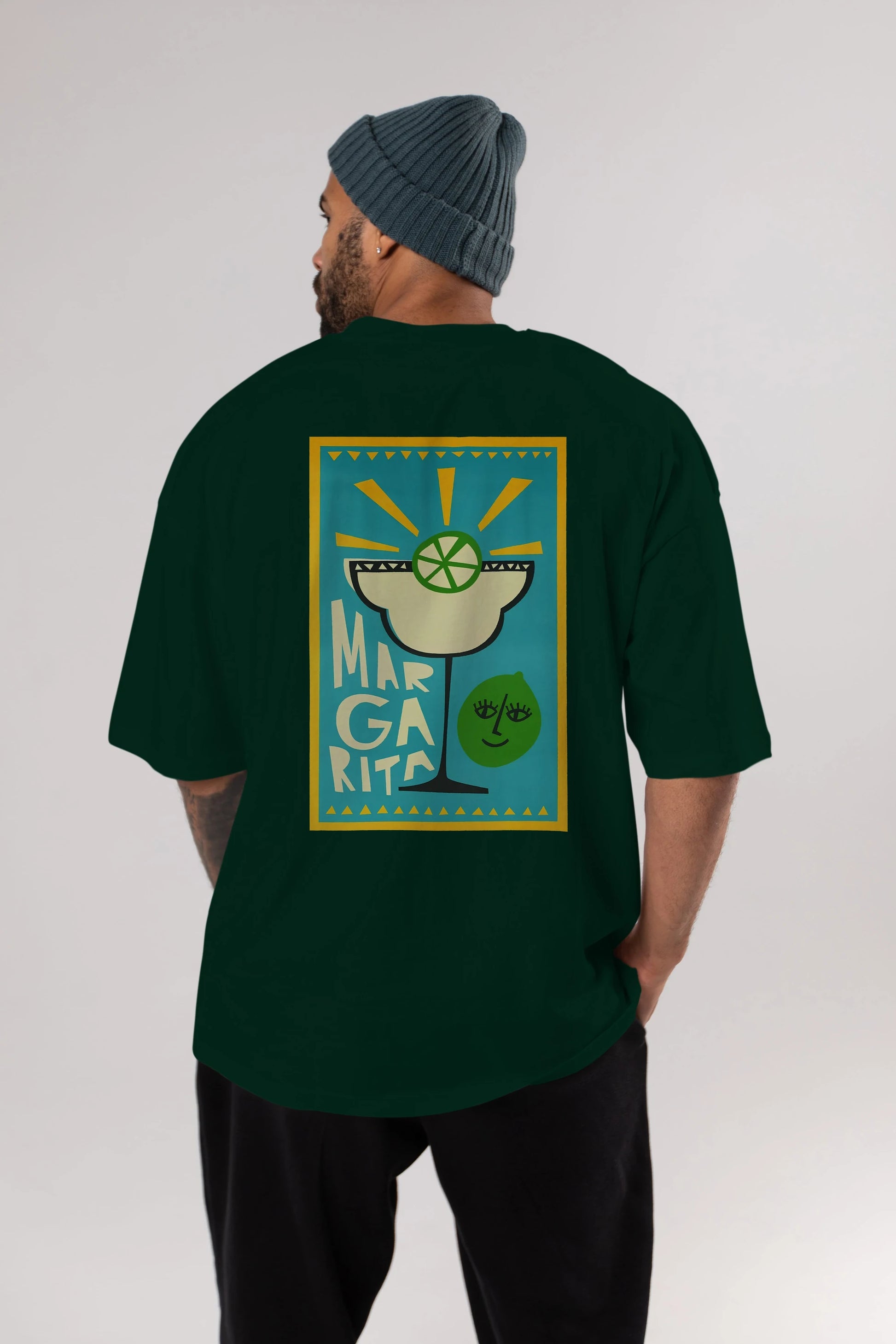 Margarita 4 Arka Baskılı Oversize t-shirt Erkek Kadın Unisex %100 Pamuk Bisiklet Yaka tişort