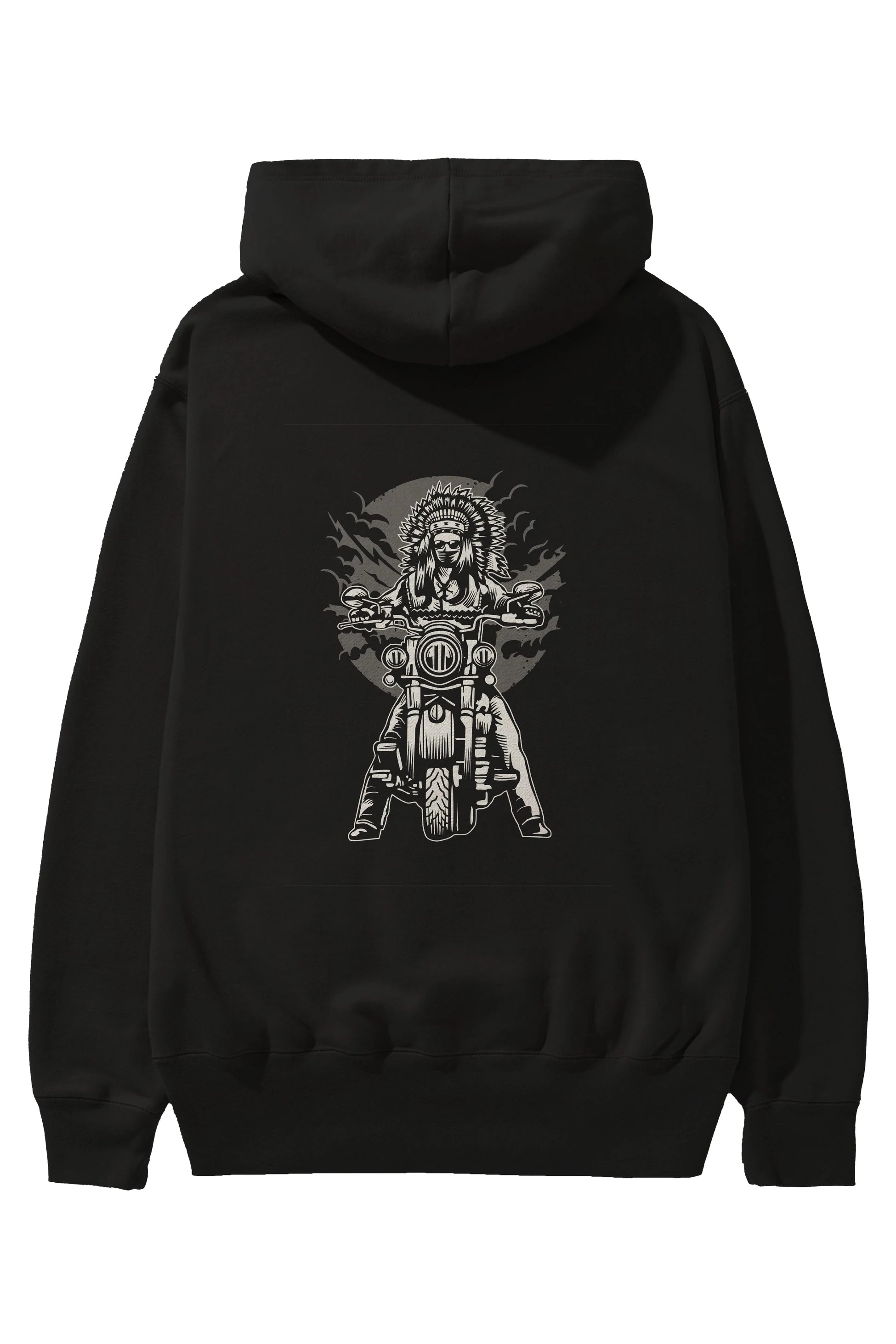 Indian Chief Motorcycle Arka Baskılı Hoodie Oversize Kapüşonlu Sweatshirt Erkek Kadın Unisex