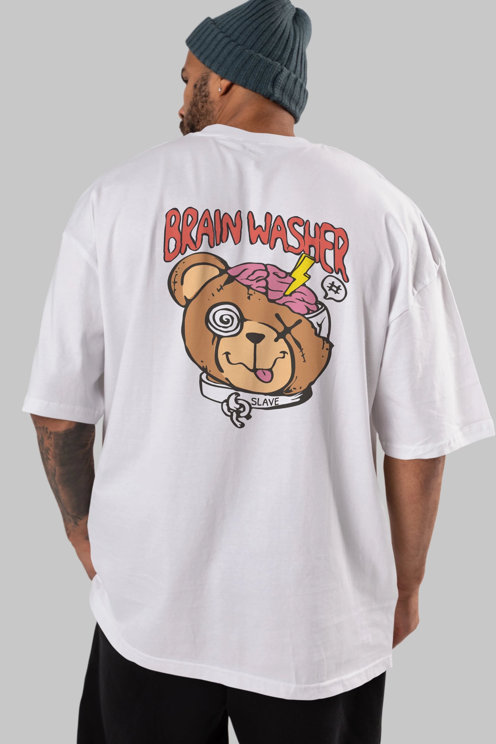 Brain Washer Arka Baskılı Oversize t-shirt Erkek Kadın Unisex