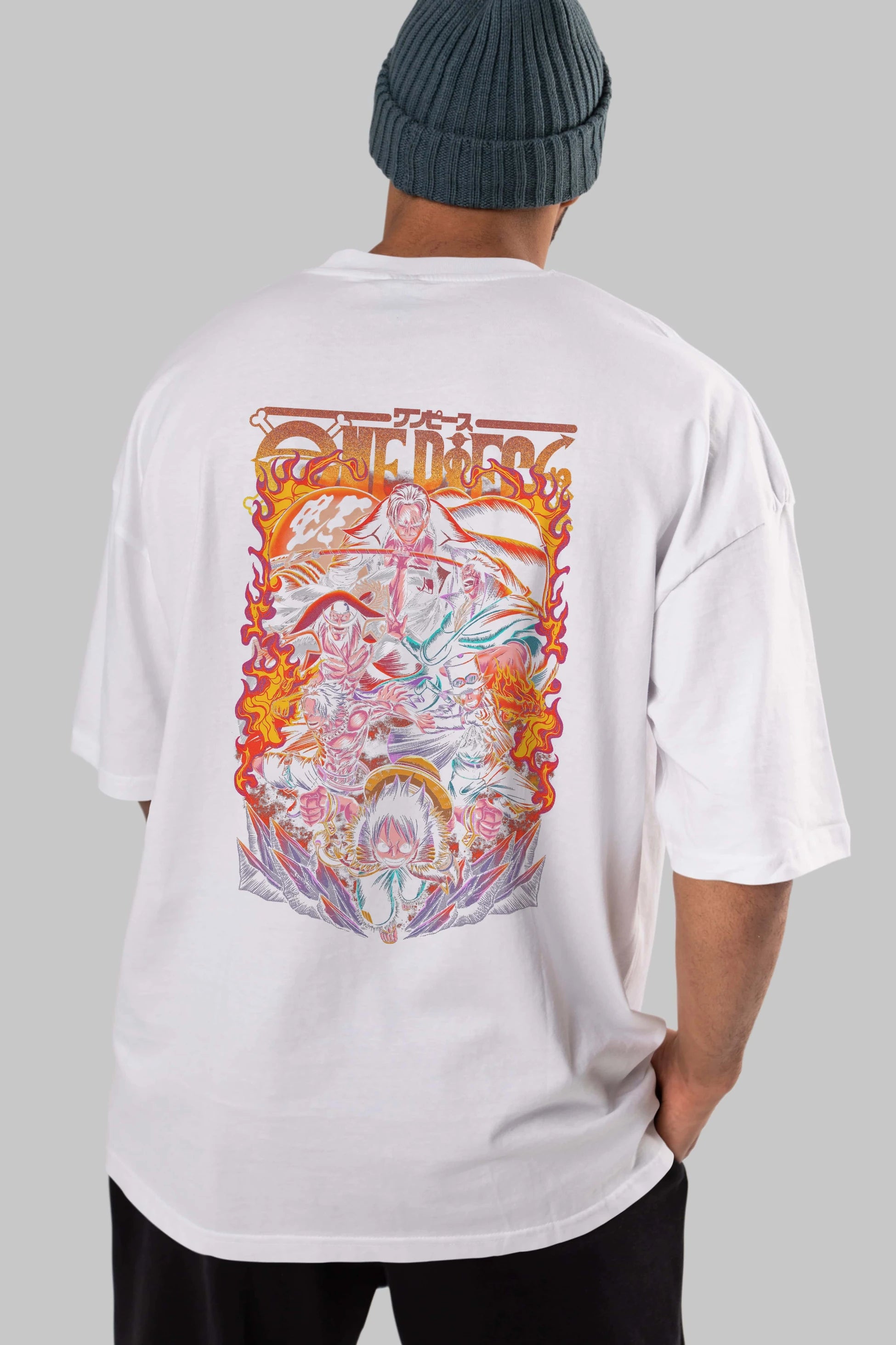ONE PIECE (3) Anime Arka Baskılı Oversize t-shirt Erkek Kadın Unisex