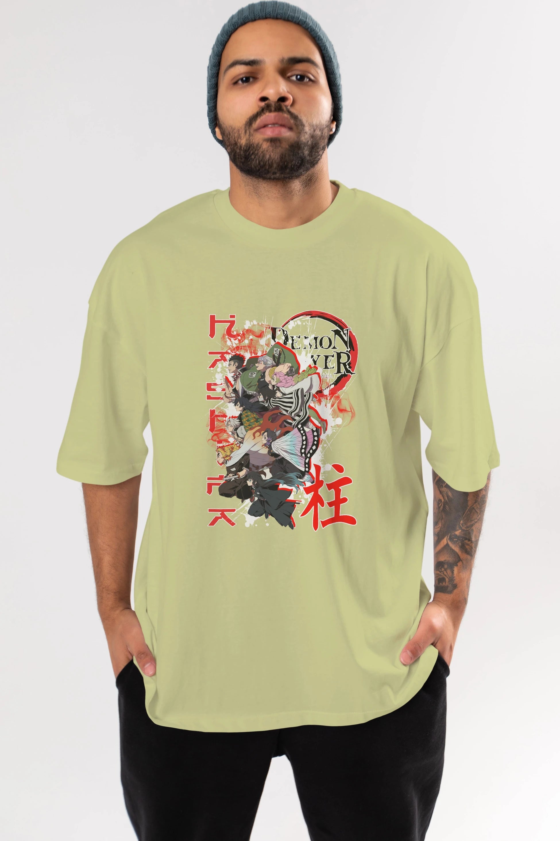 DEMON SLAYER SLAYERS Anime Ön Baskılı Oversize t-shirt %100 pamuk Erkek Kadın Unisex