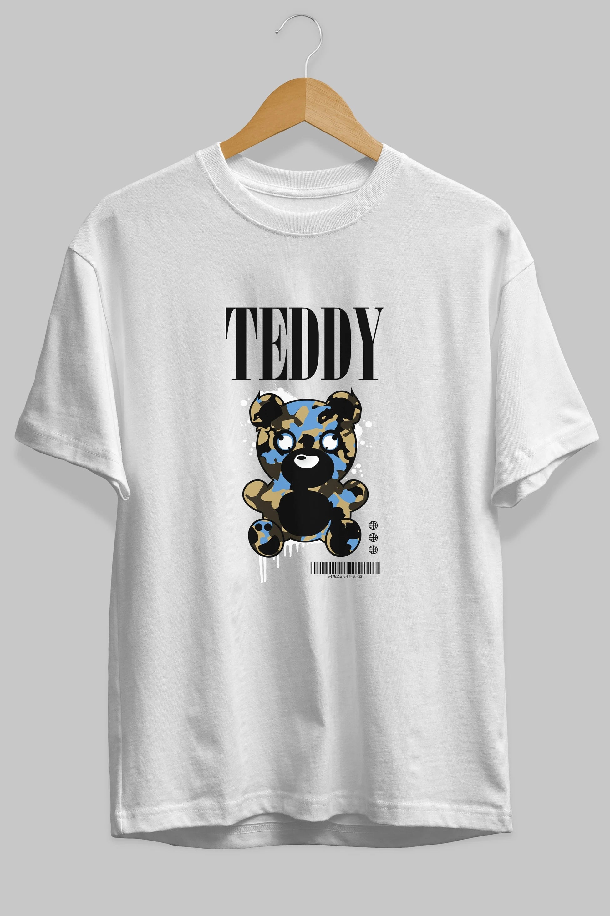 Teddy Bear Streetwear Ön Baskılı Oversize t-shirt Erkek Kadın Unisex