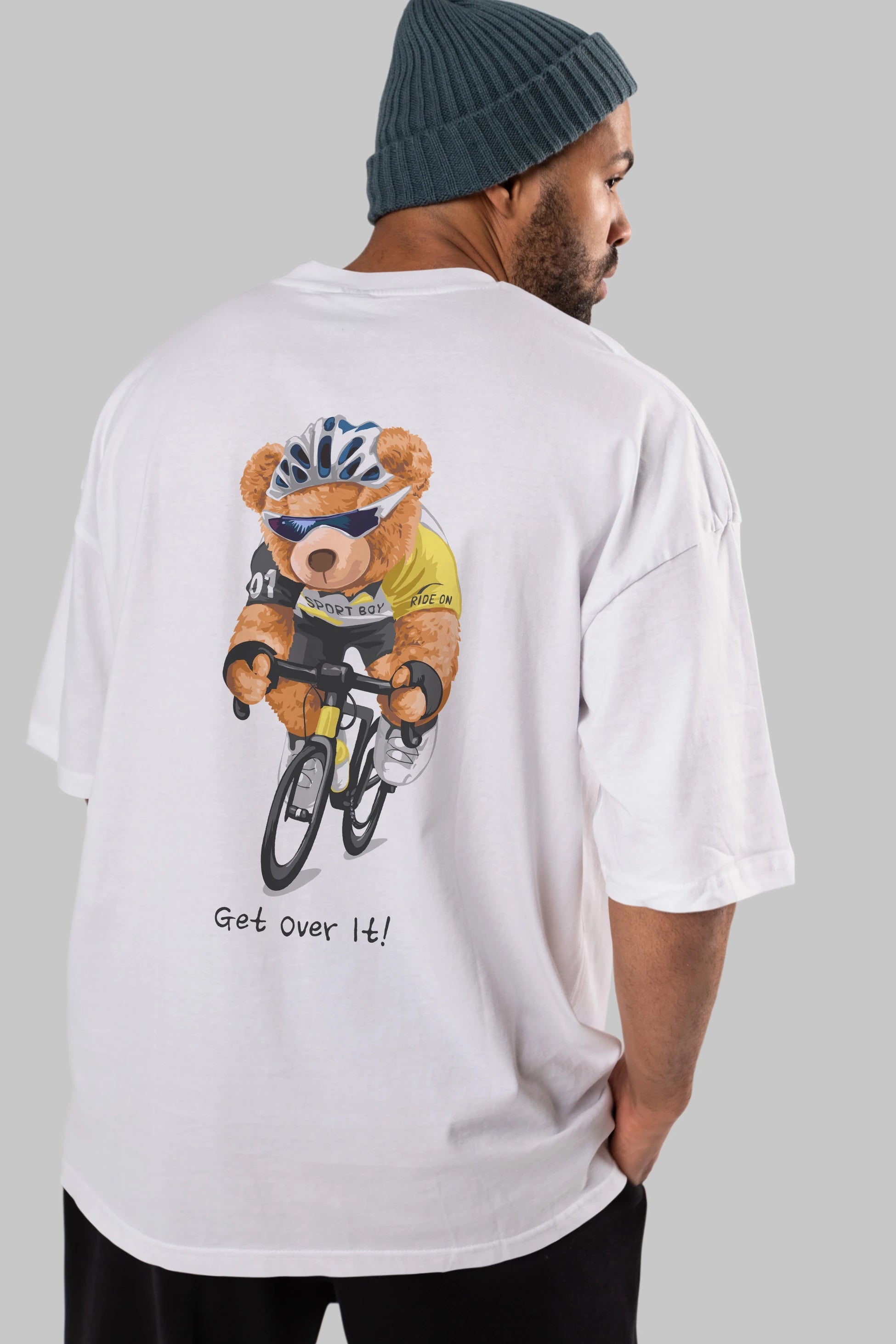 Teddy Bear Sport Boy Arka Baskılı Oversize t-shirt Erkek Kadın Unisex %100 Pamuk
