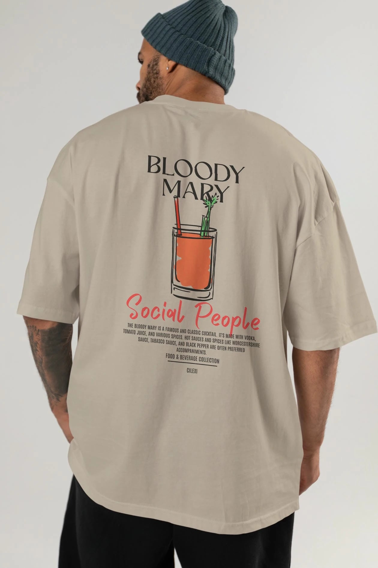 Bloody Mary Kokteyl Serisi Baskılı Oversize t-shirt Erkek Kadın Unisex %100 Pamuk Bisiklet Yaka tişort