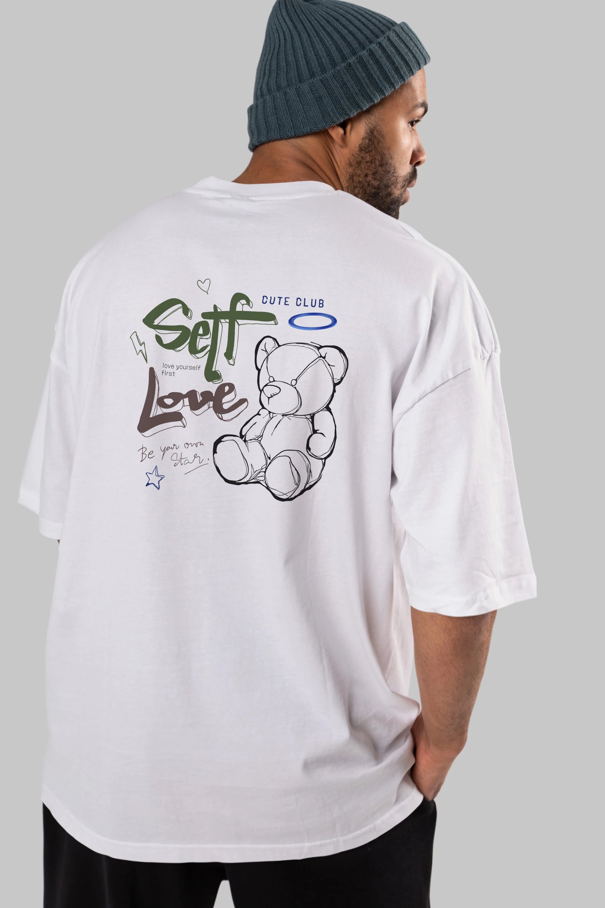 Self Love Bear Arka Baskılı Oversize t-shirt Erkek Kadın Unisex