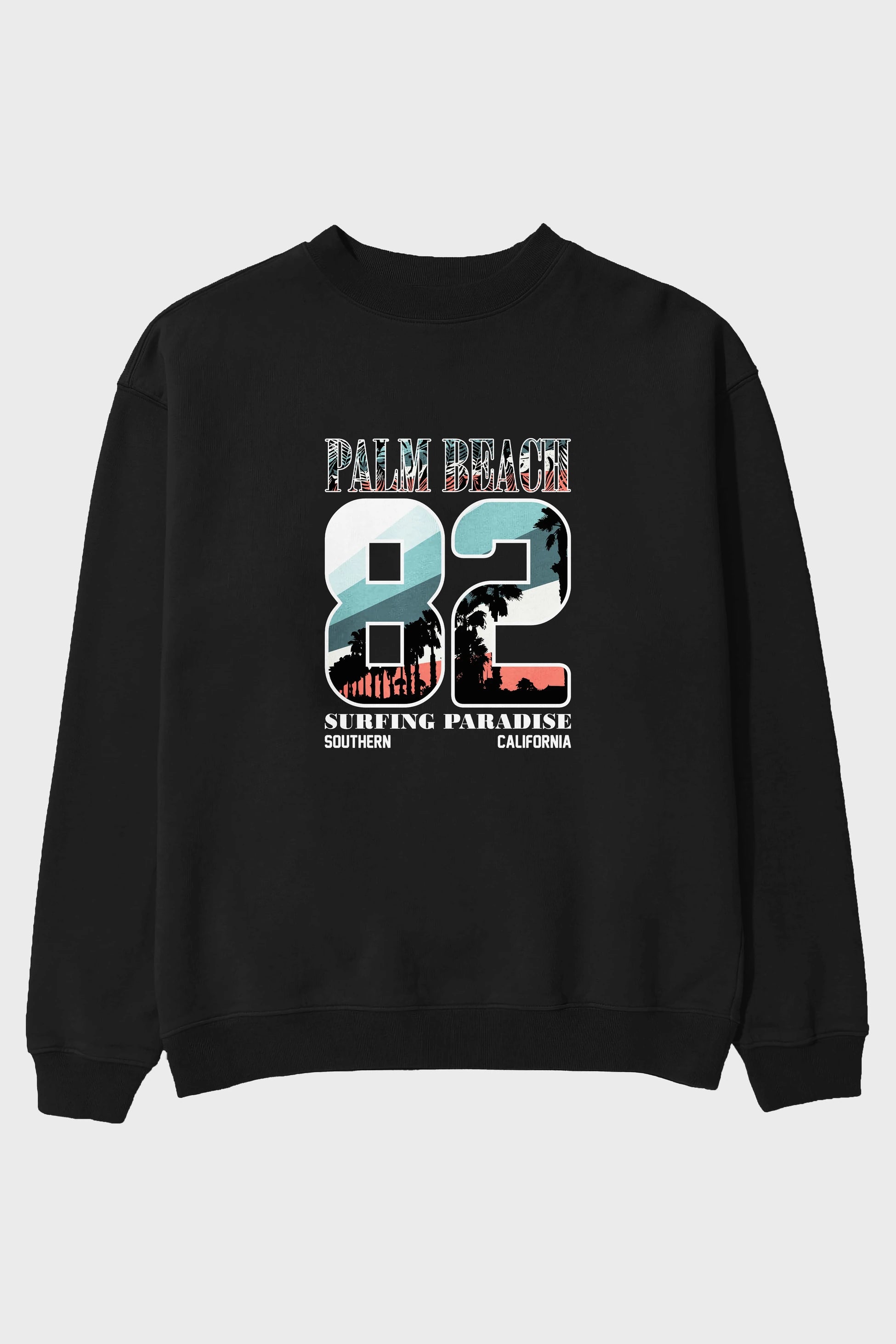 Palm Beach 82 Ön Baskılı Oversize Sweatshirt Erkek Kadın Unisex