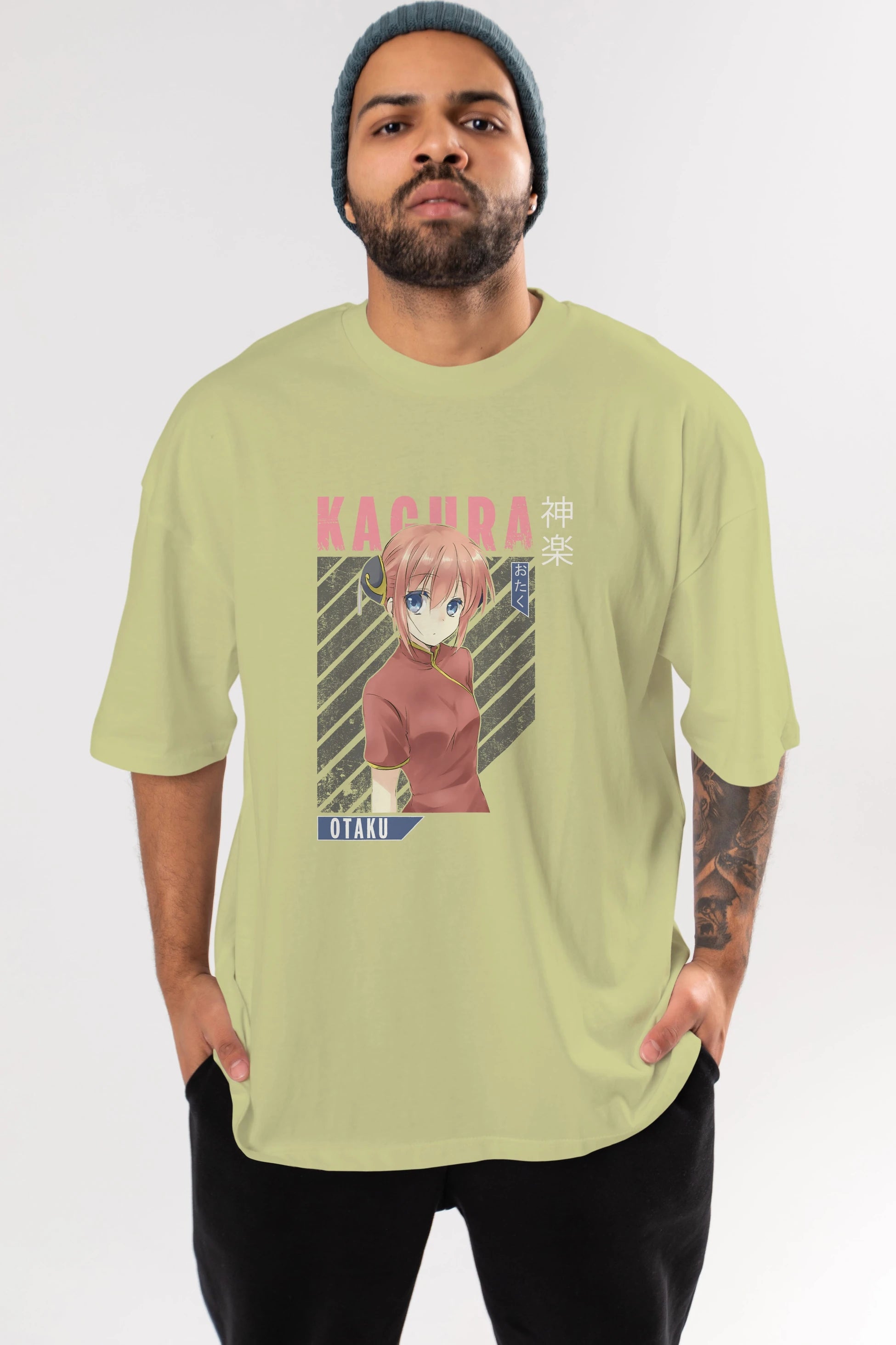 Kagura GINTAMA Anime Ön Baskılı Oversize t-shirt %100 pamuk Erkek Kadın Unisex