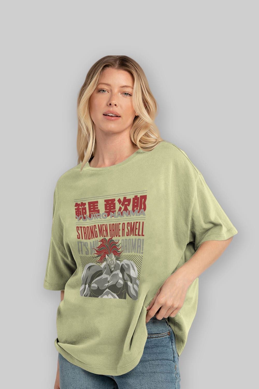 YUJIRO HANMA Anime Ön Baskılı Oversize t-shirt %100 pamuk Erkek Kadın Unisex