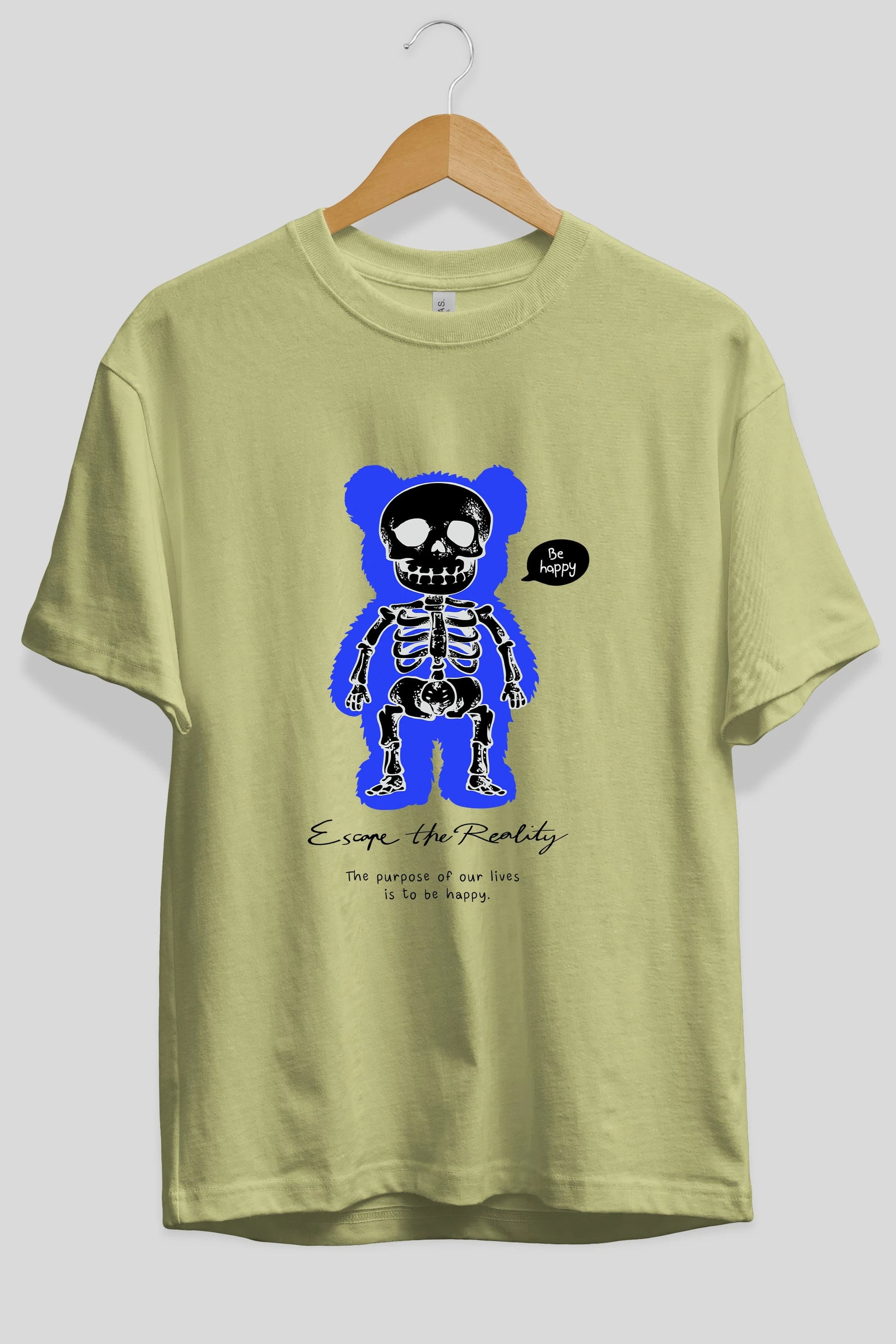 Be Happy Bear Ön Baskılı Oversize t-shirt Erkek Kadın Unisex
