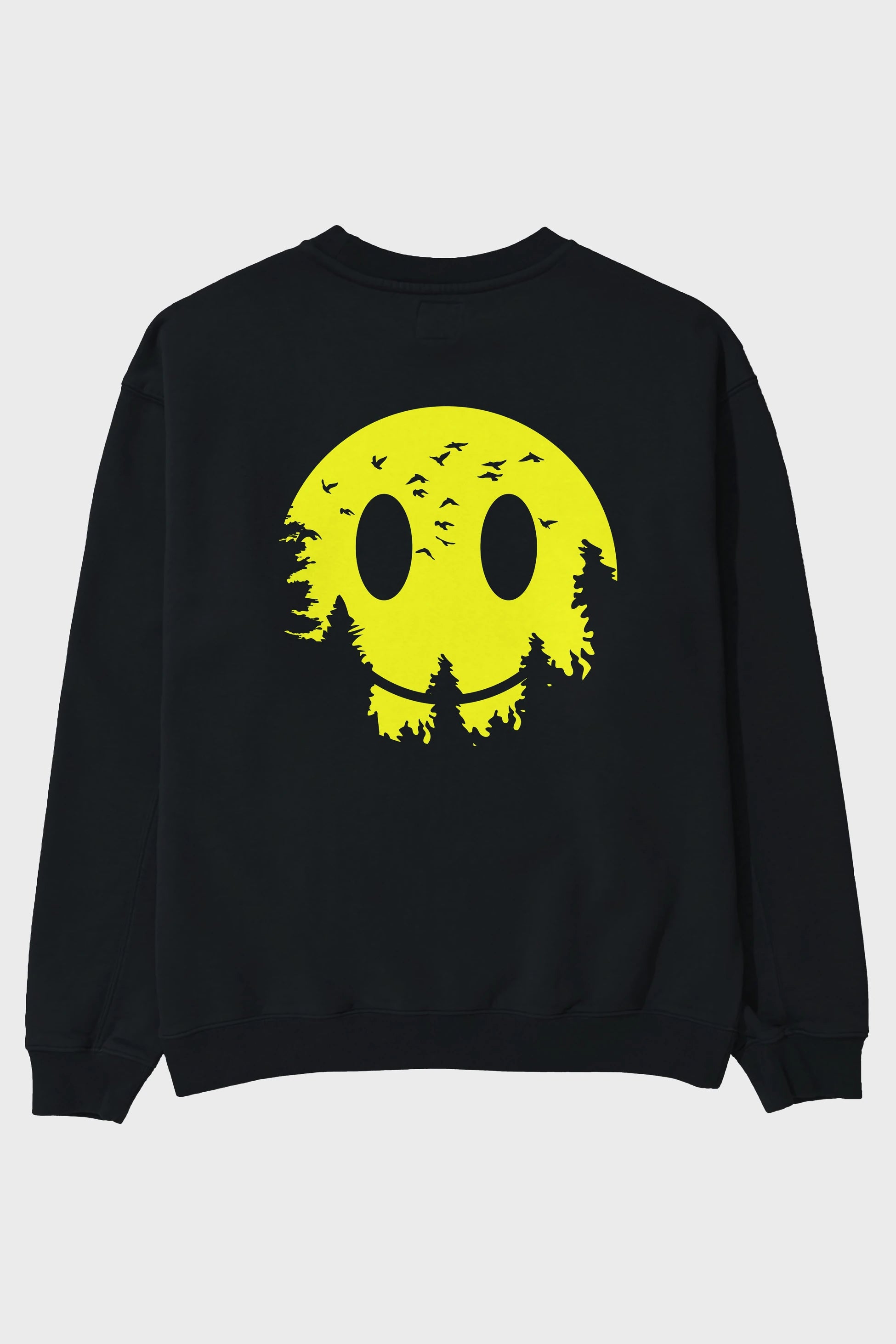 Smiley Moon Arka Baskılı Oversize Sweatshirt Erkek Kadın Unisex