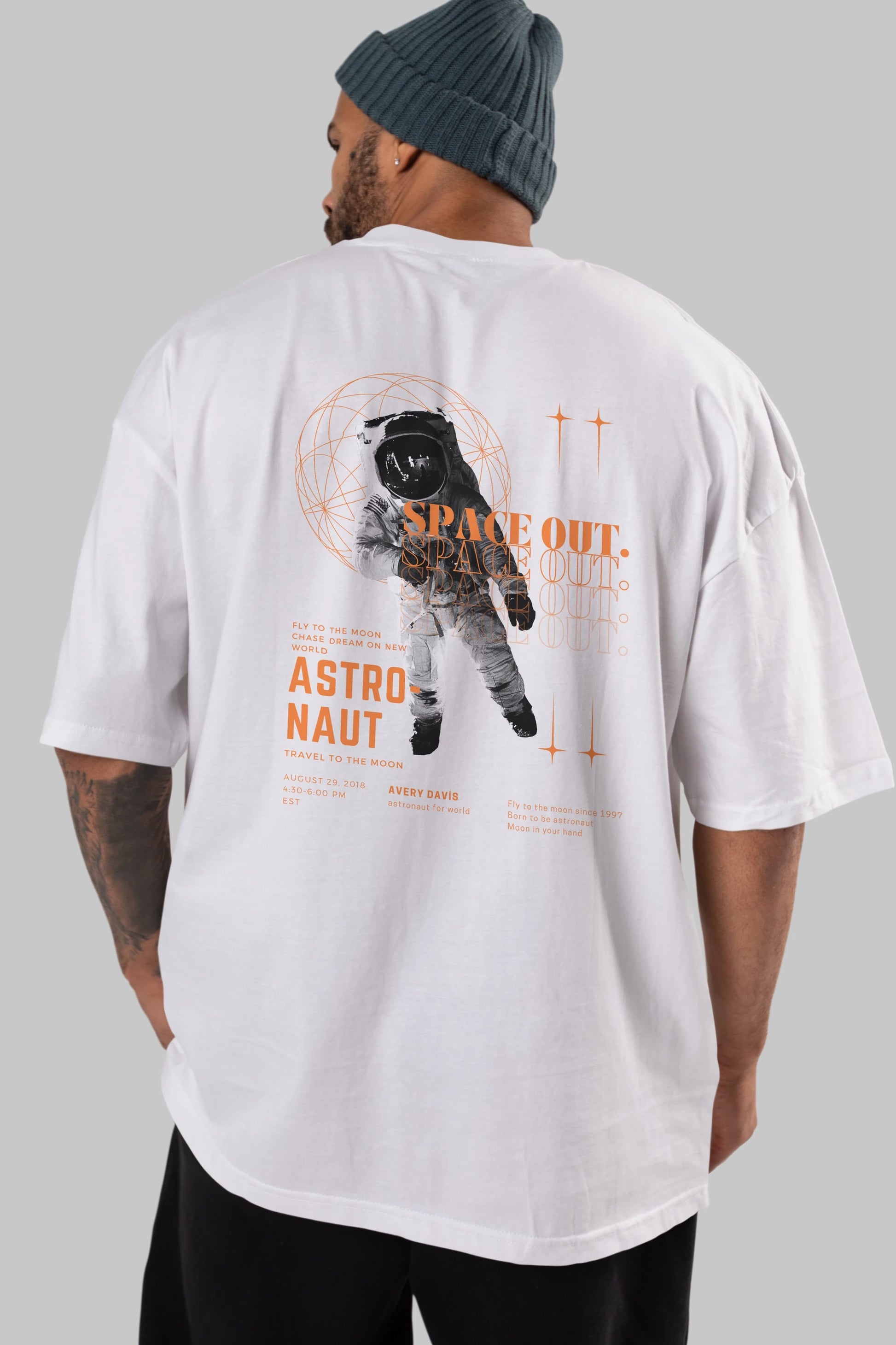Astronaut Space Out Yazılı Arka Baskılı Oversize t-shirt Erkek Kadın Unisex