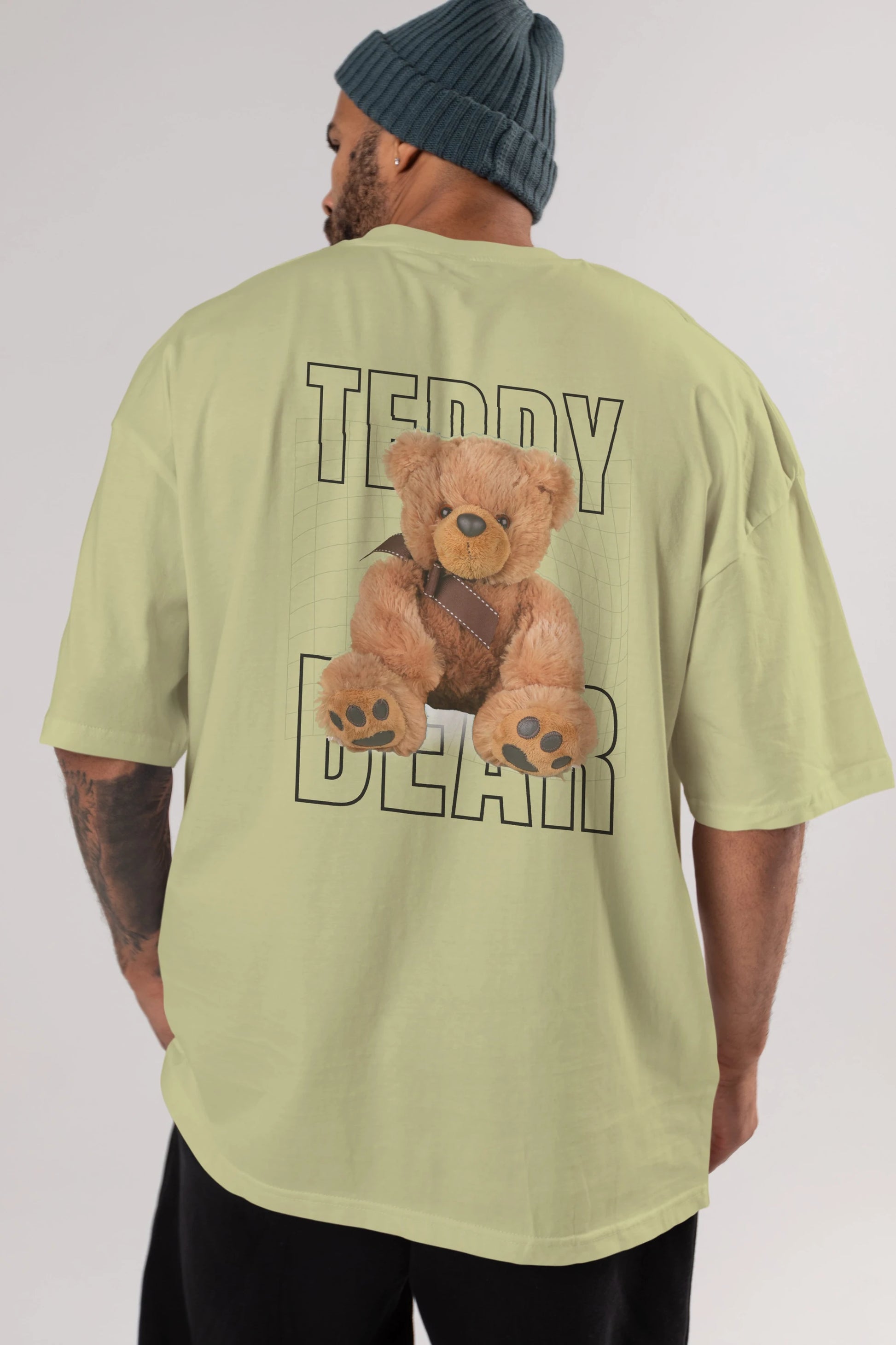 Teddy Bear Yazılı Arka Baskılı Oversize t-shirt Erkek Kadın Unisex