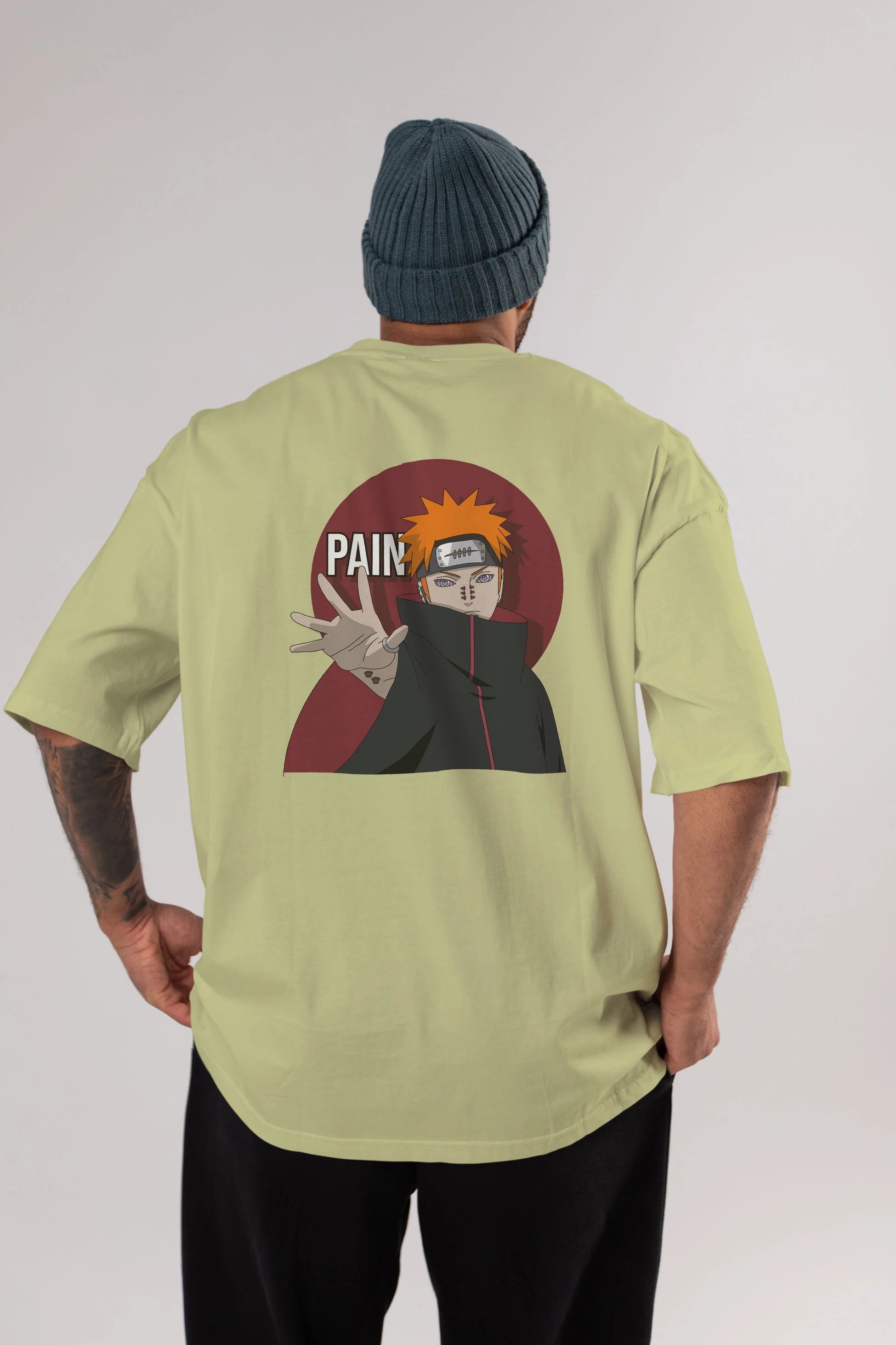 PAIN NARUTO Anime Arka Baskılı Oversize t-shirt Erkek Kadın Unisex