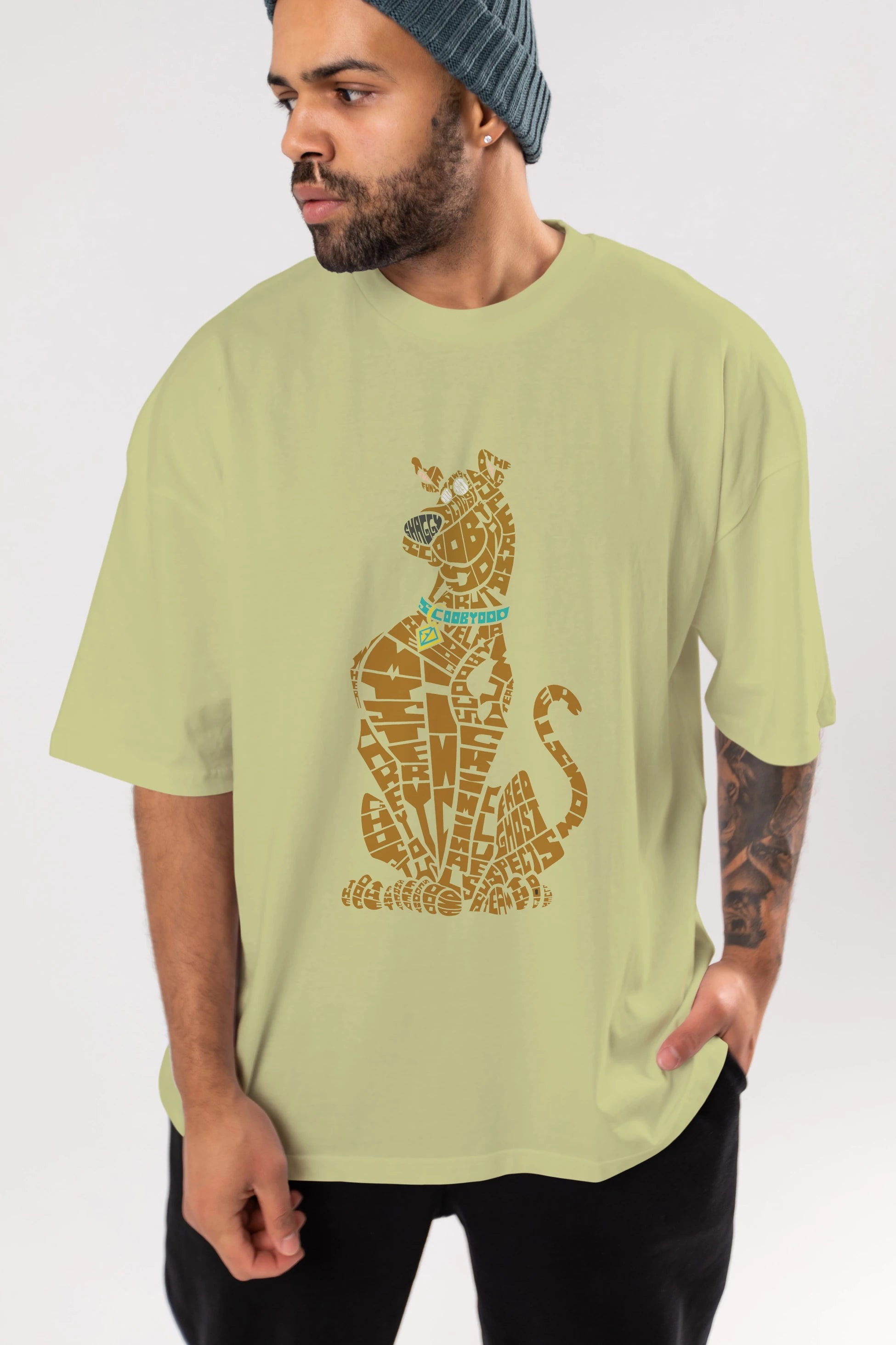 Scooby Doo Ön Baskılı Oversize t-shirt %100 pamuk Erkek Kadın Unisex