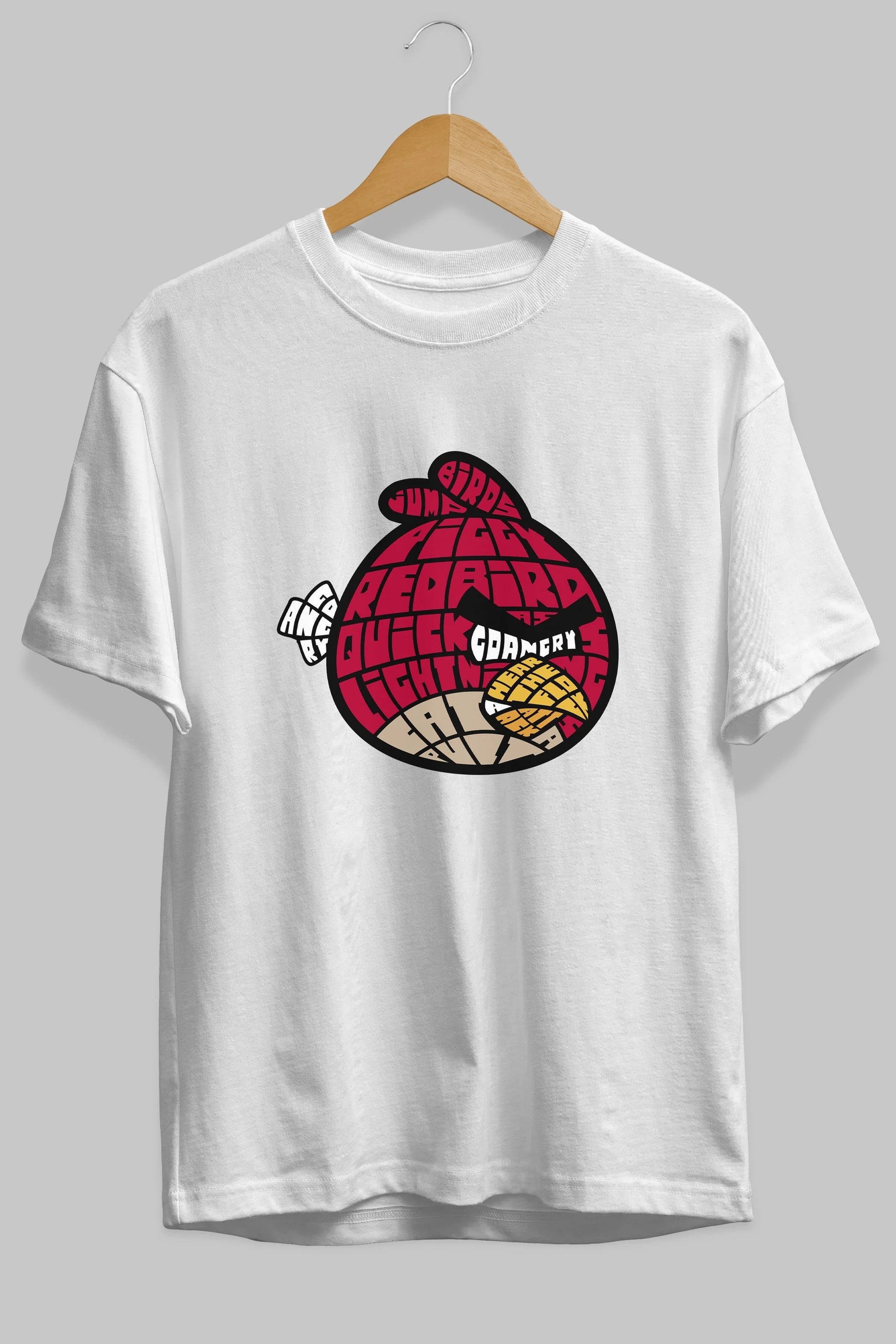 Bird With Anger Ön Baskılı Oversize t-shirt %100 pamuk Erkek Kadın Unisex