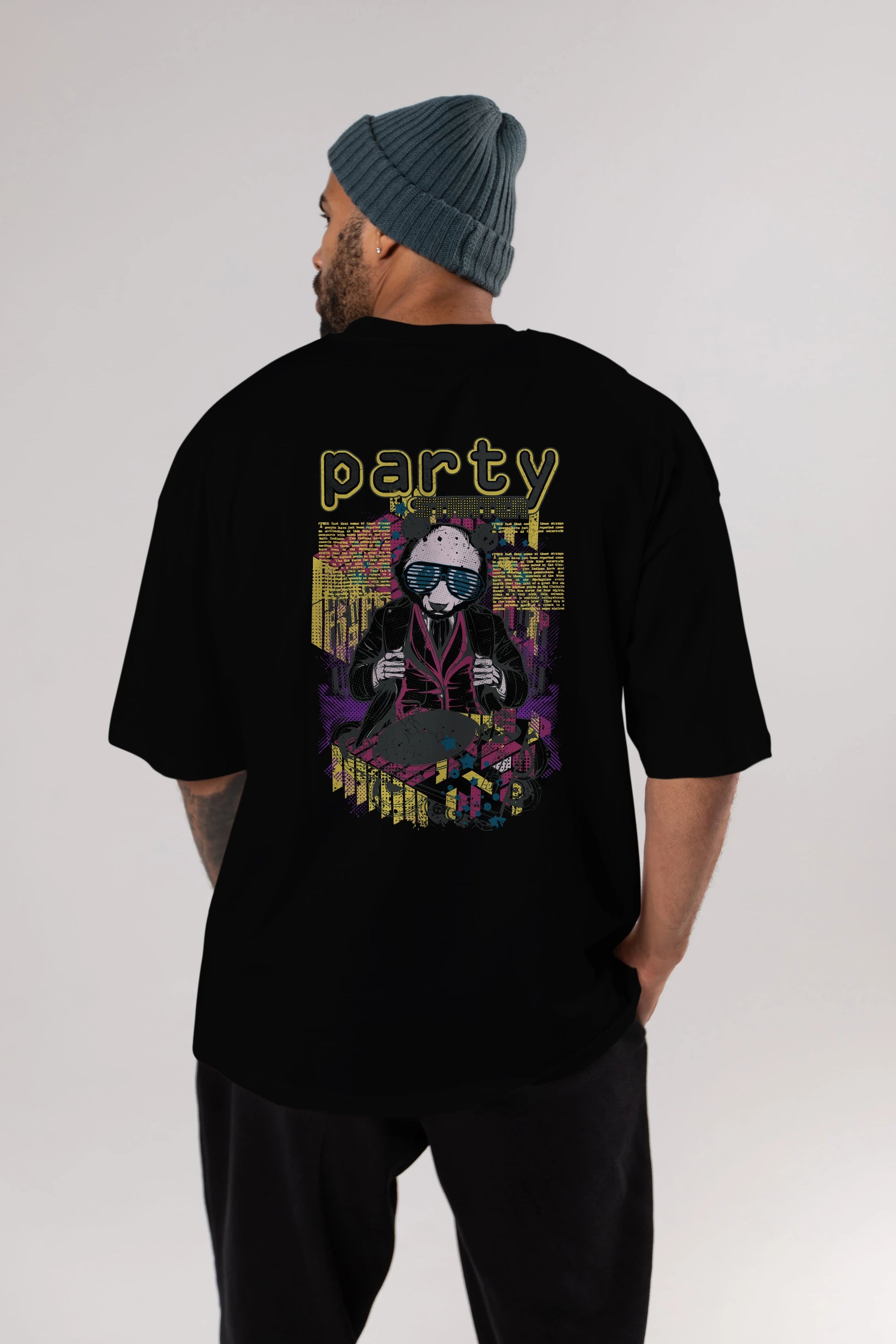 Party Starter Arka Baskılı Oversize t-shirt Erkek Kadın Unisex