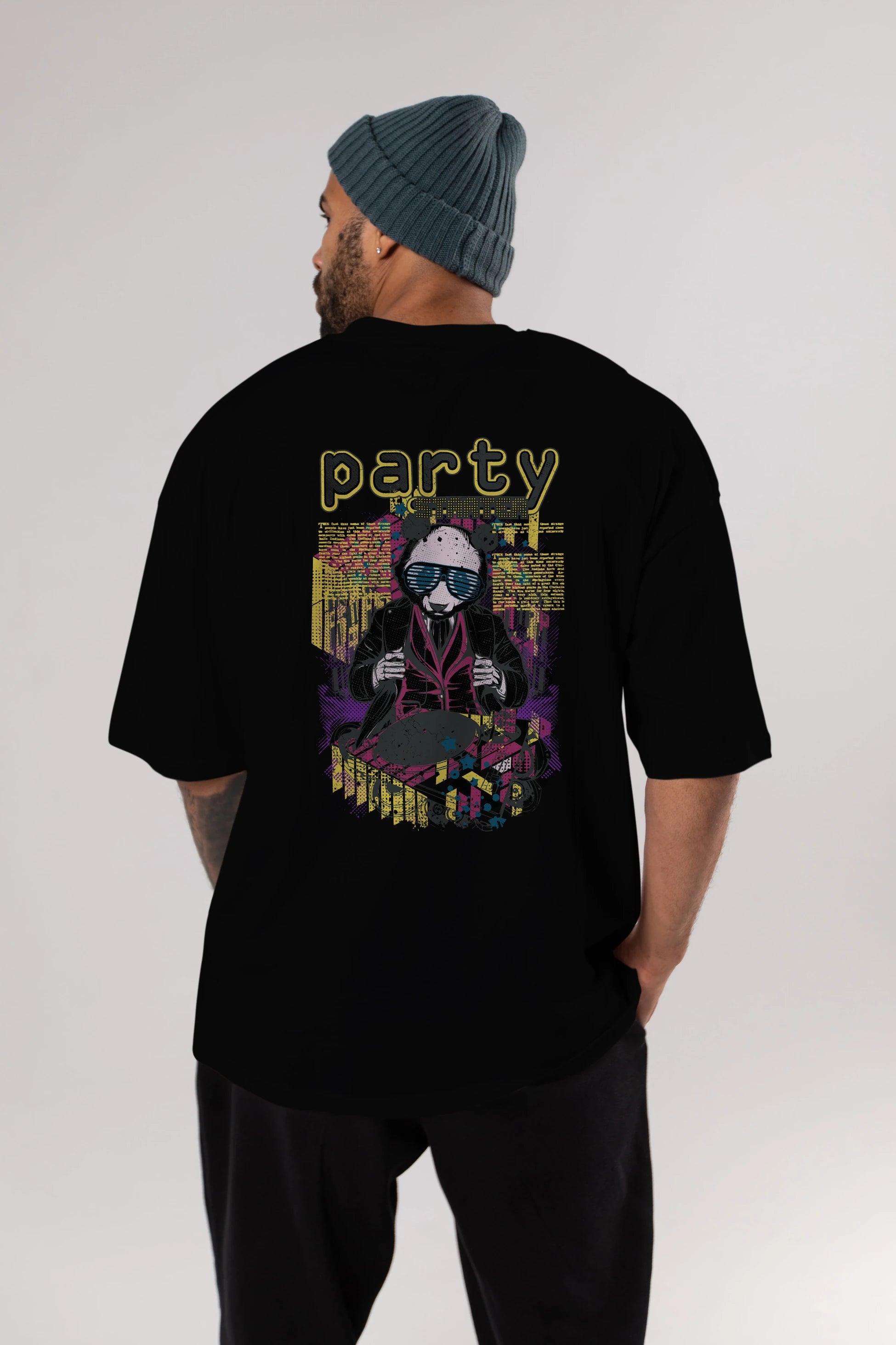Party Starter Arka Baskılı Oversize t-shirt Erkek Kadın Unisex