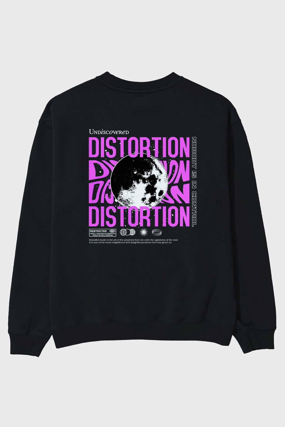 Distortion Arka Baskılı Oversize Sweatshirt Erkek Kadın Unisex