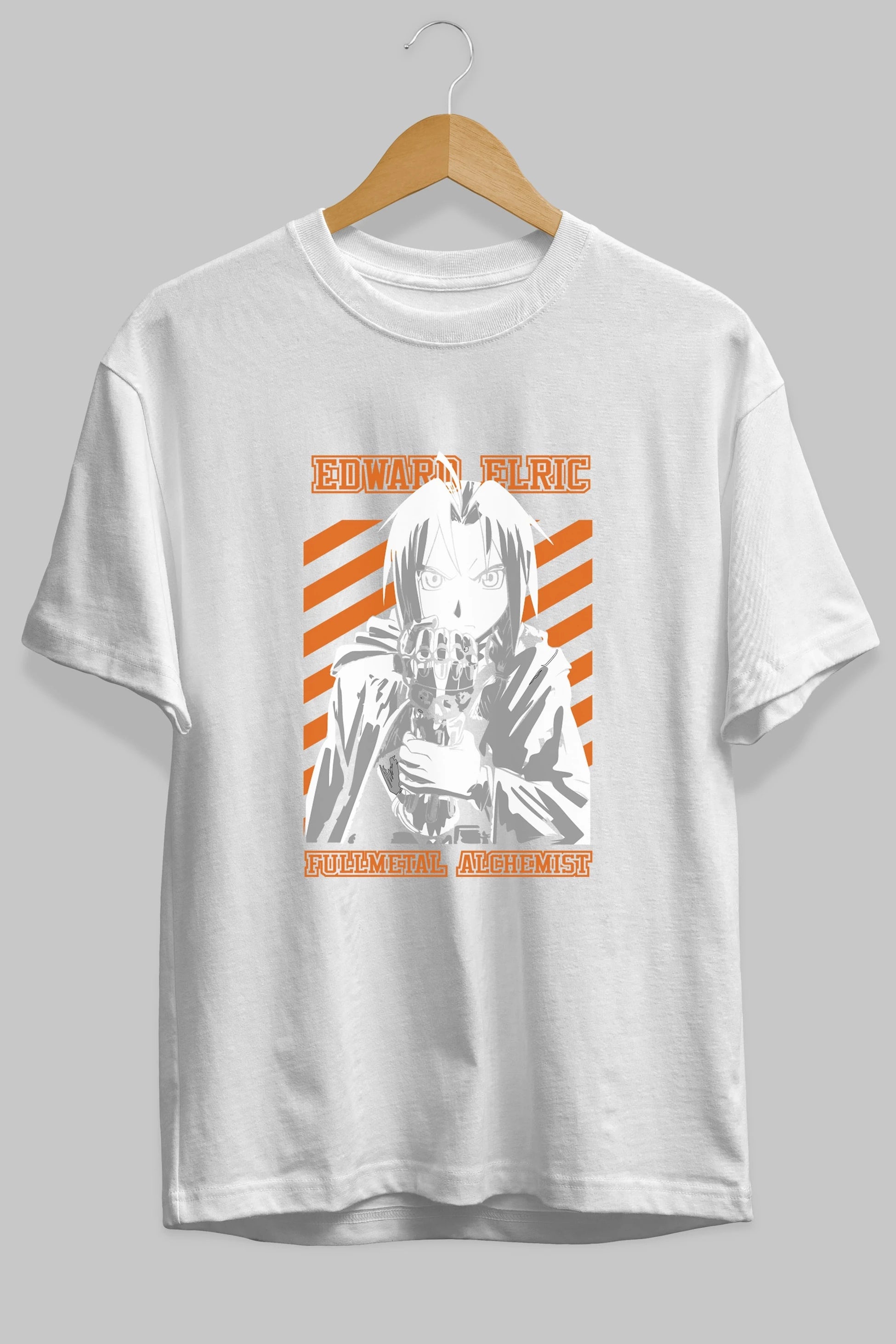 EDWARD ELRIC Anime Ön Baskılı Oversize t-shirt %100 pamuk Erkek Kadın Unisex