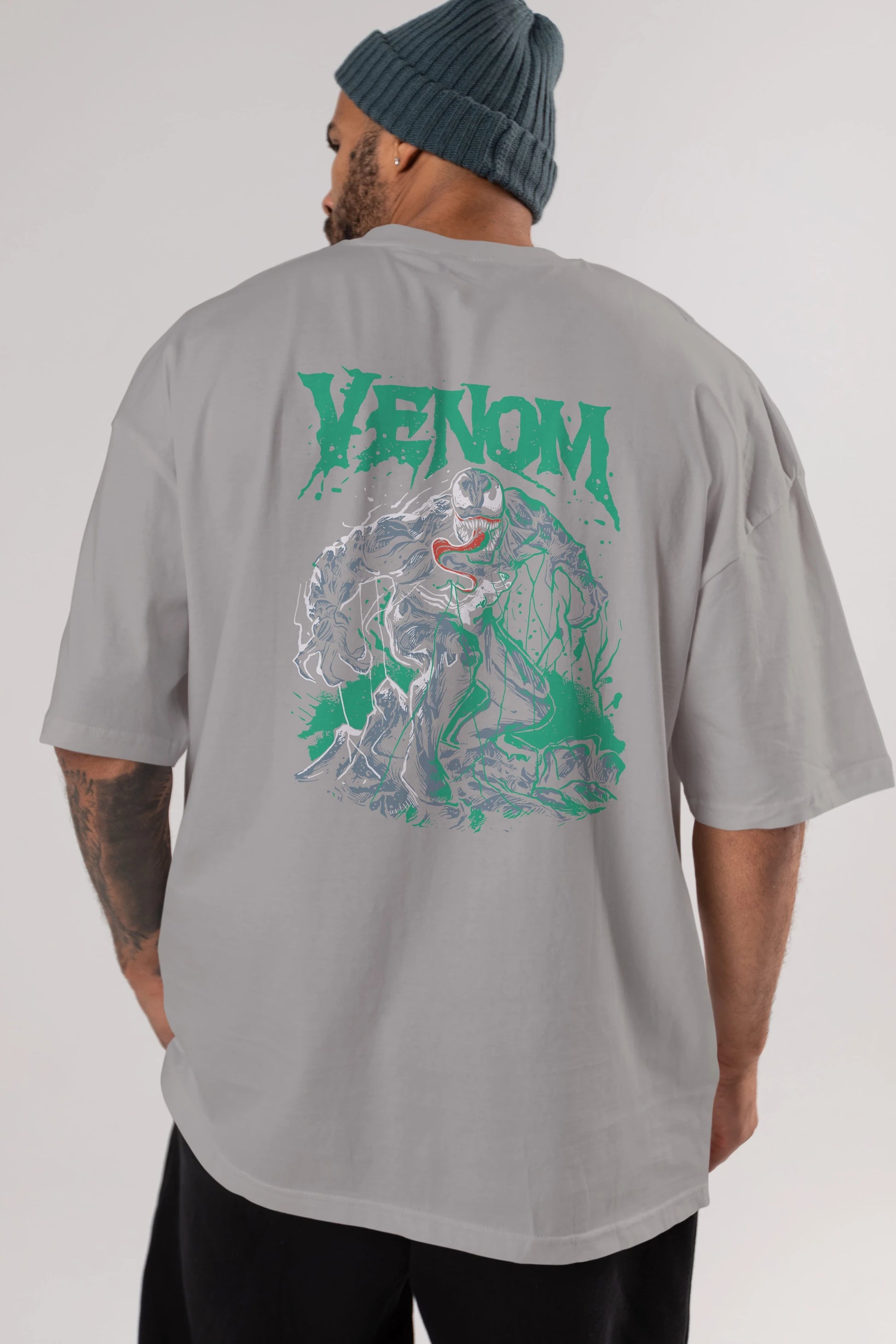 Venom (3) Arka Baskılı Oversize t-shirt Erkek Kadın Unisex %100 Pamuk Bisiklet Yaka tişort