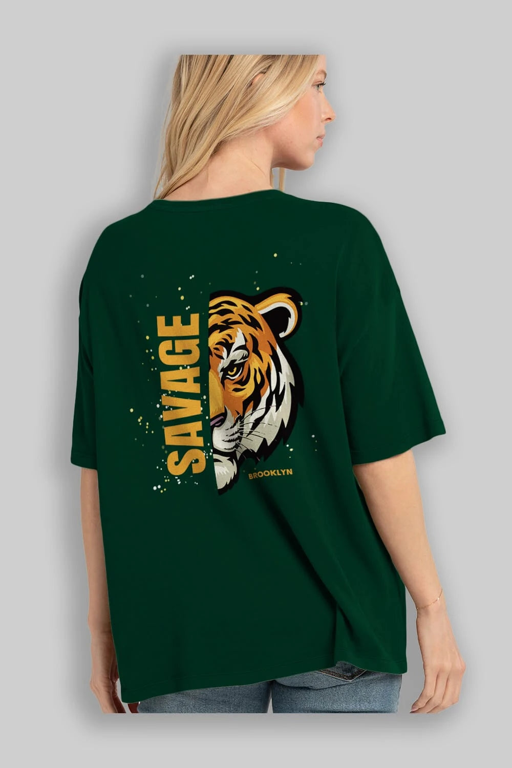 Savage Brooklyn Yazılı Arka Baskılı Oversize t-shirt Erkek Kadın Unisex