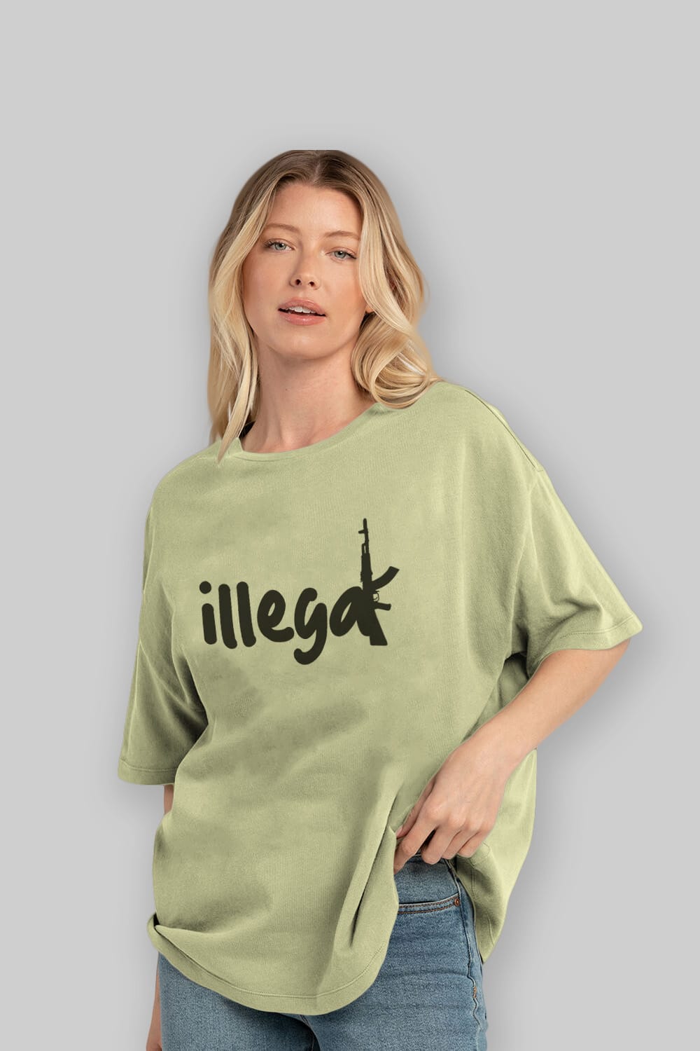 illegal Ön Baskılı Oversize t-shirt %100 pamuk Erkek Kadın Unisex