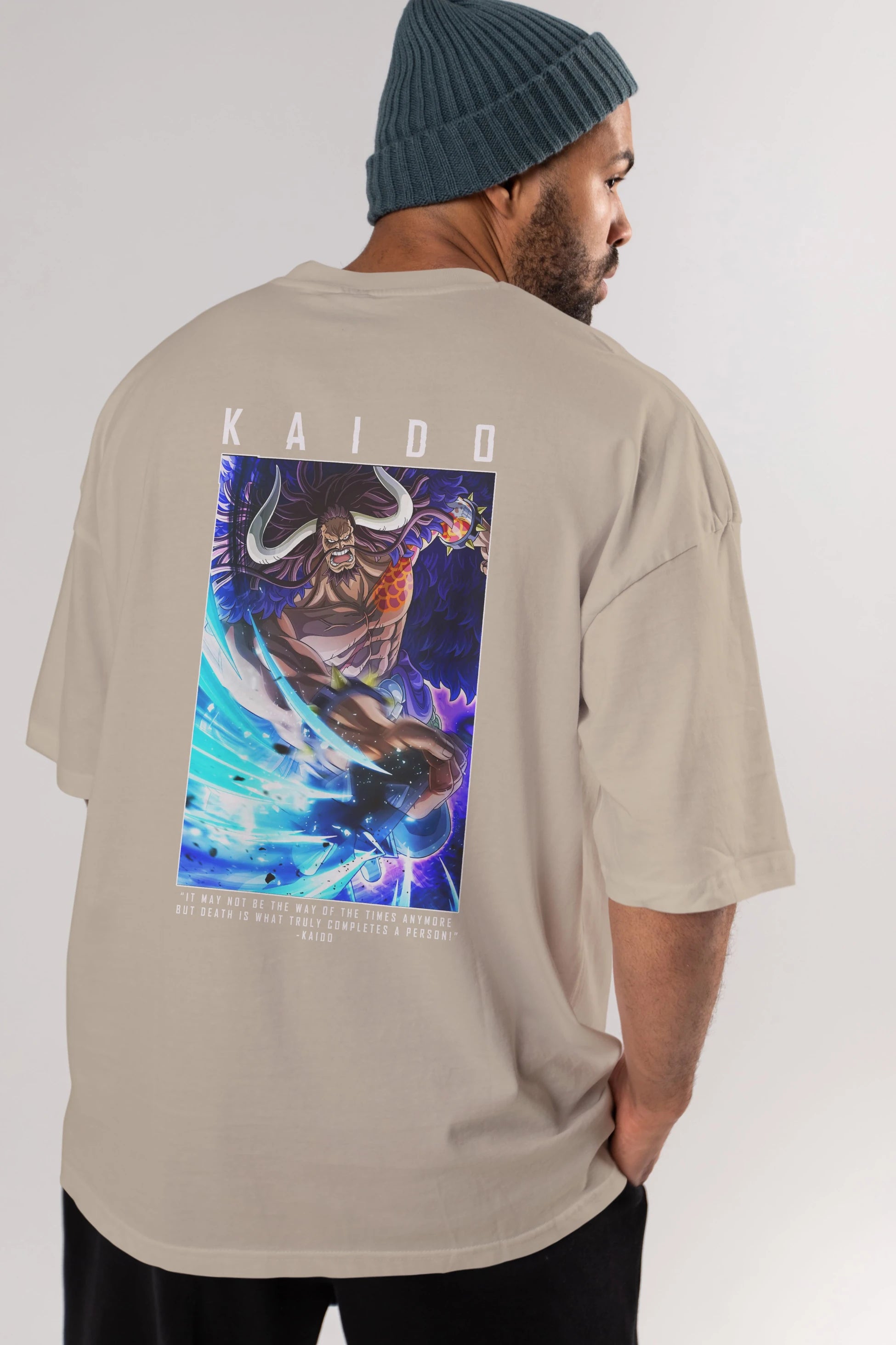 Kaido 2 Anime Arka Baskılı Oversize t-shirt Erkek Kadın Unisex %100 pamuk tişort