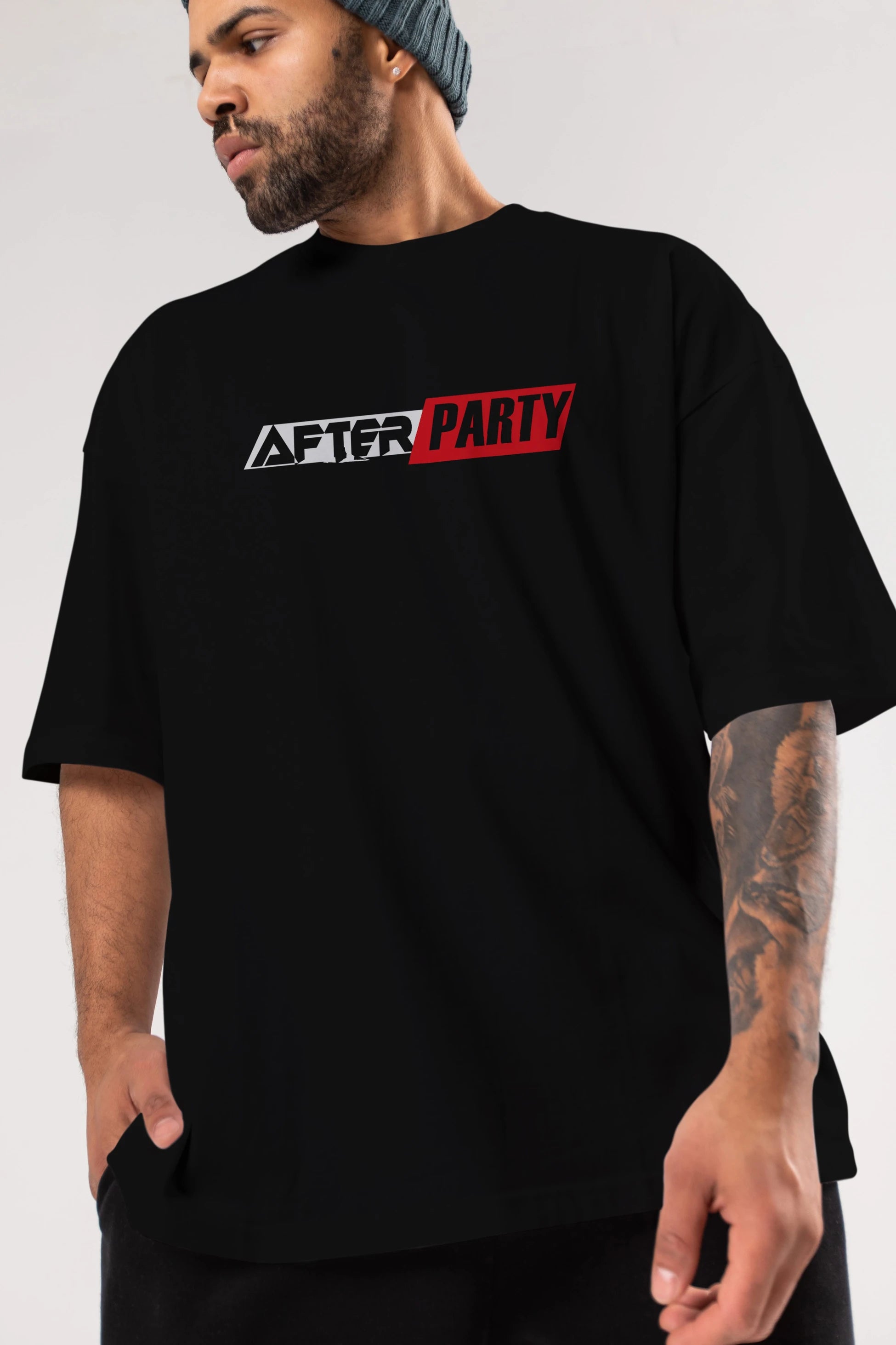 After Party Ön Baskılı Oversize t-shirt %100 pamuk Erkek Kadın Unisex