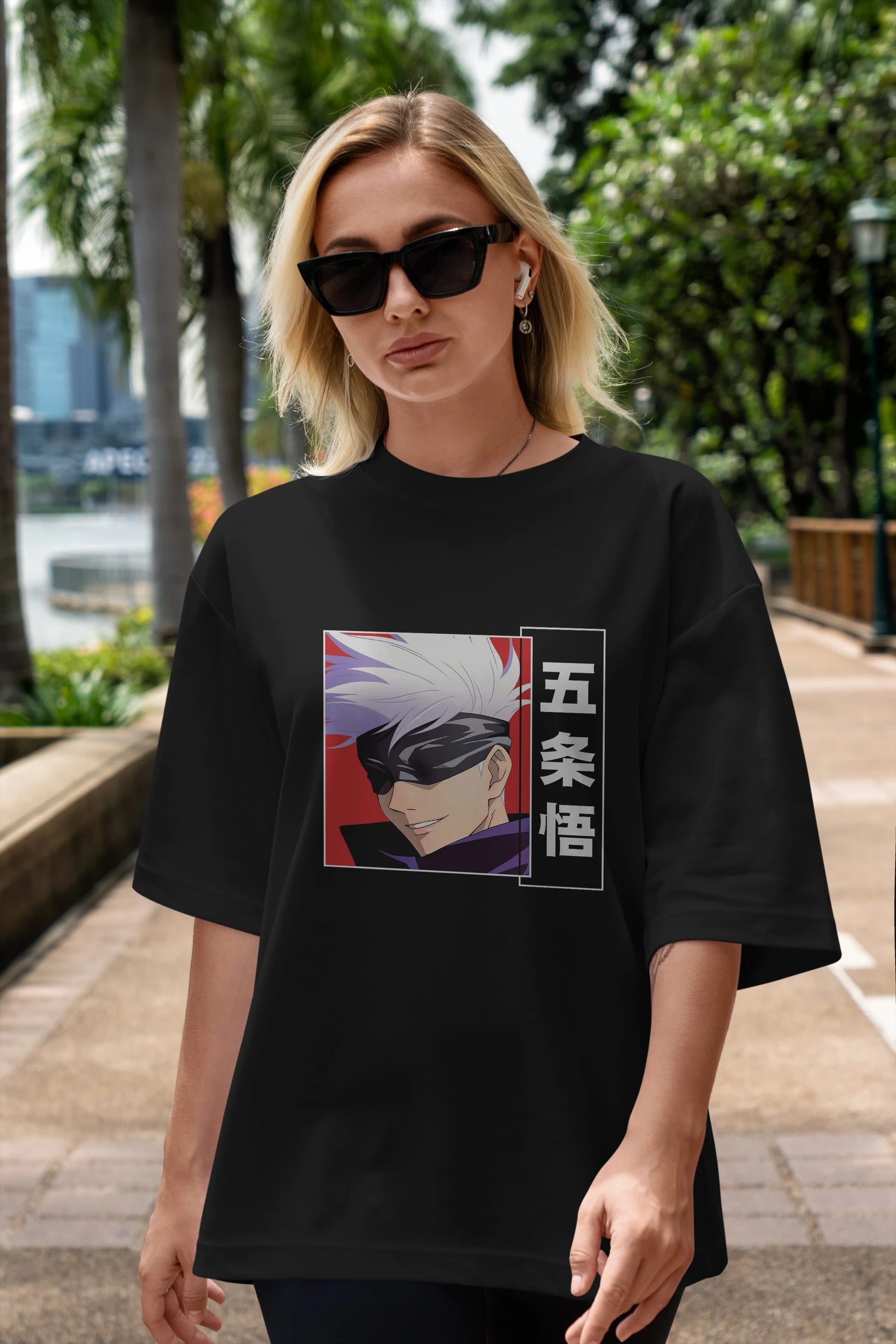 SATORU GOJO Anime Ön Baskılı Oversize t-shirt %100 pamuk Erkek Kadın Unisex