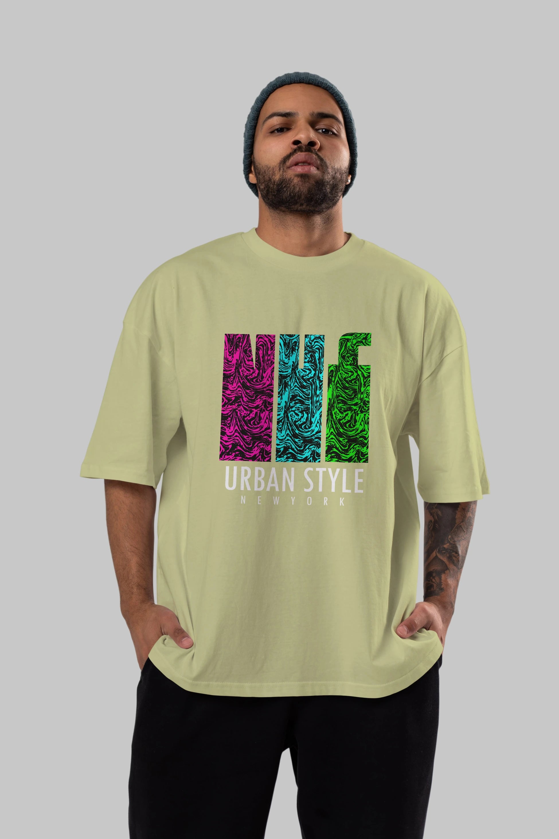 Urban Style Newyork Ön Baskılı Oversize t-shirt Erkek Kadın Unisex