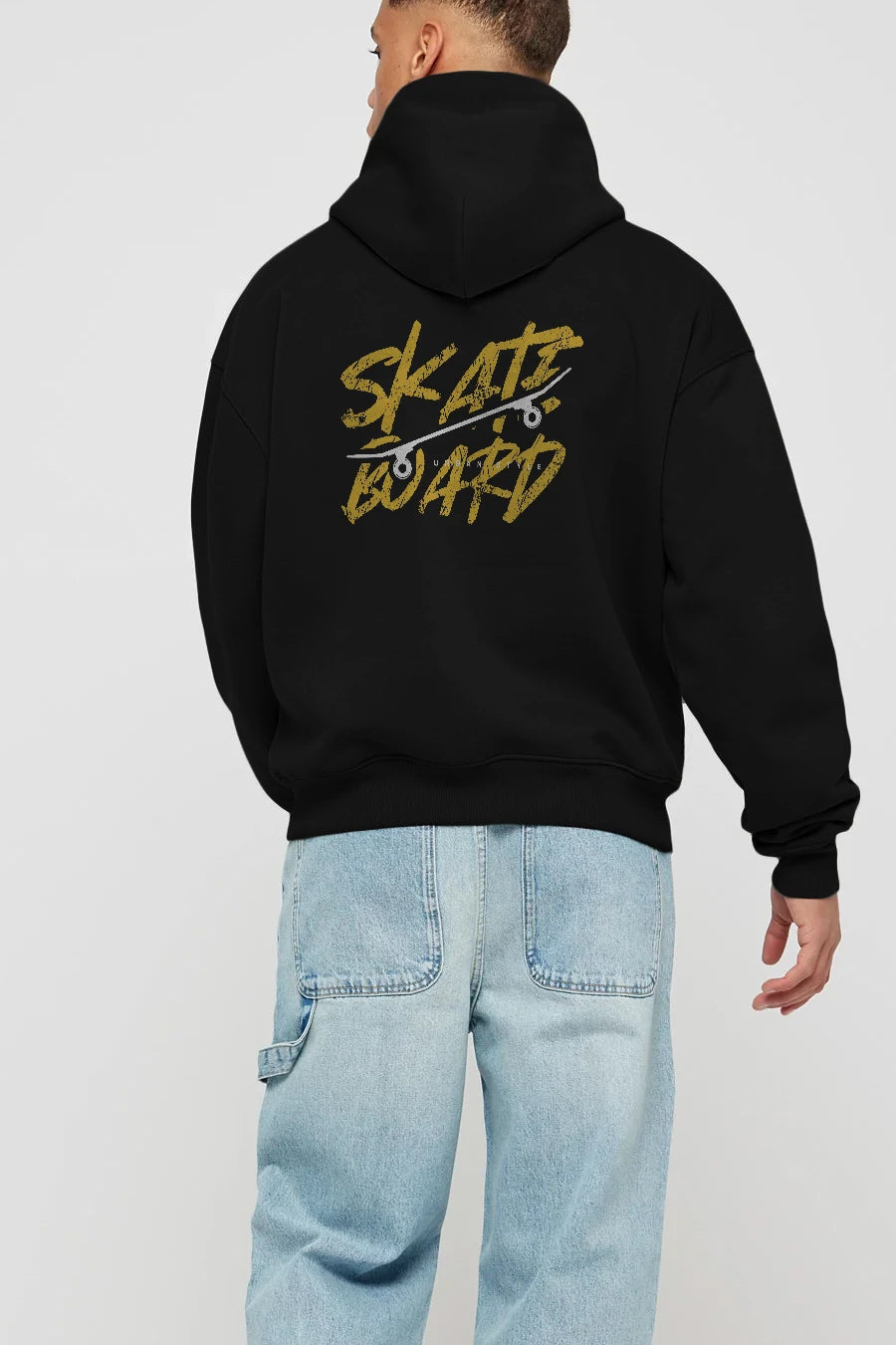Skate Board Arka Baskılı Hoodie Oversize Kapüşonlu Sweatshirt Erkek Kadın Unisex